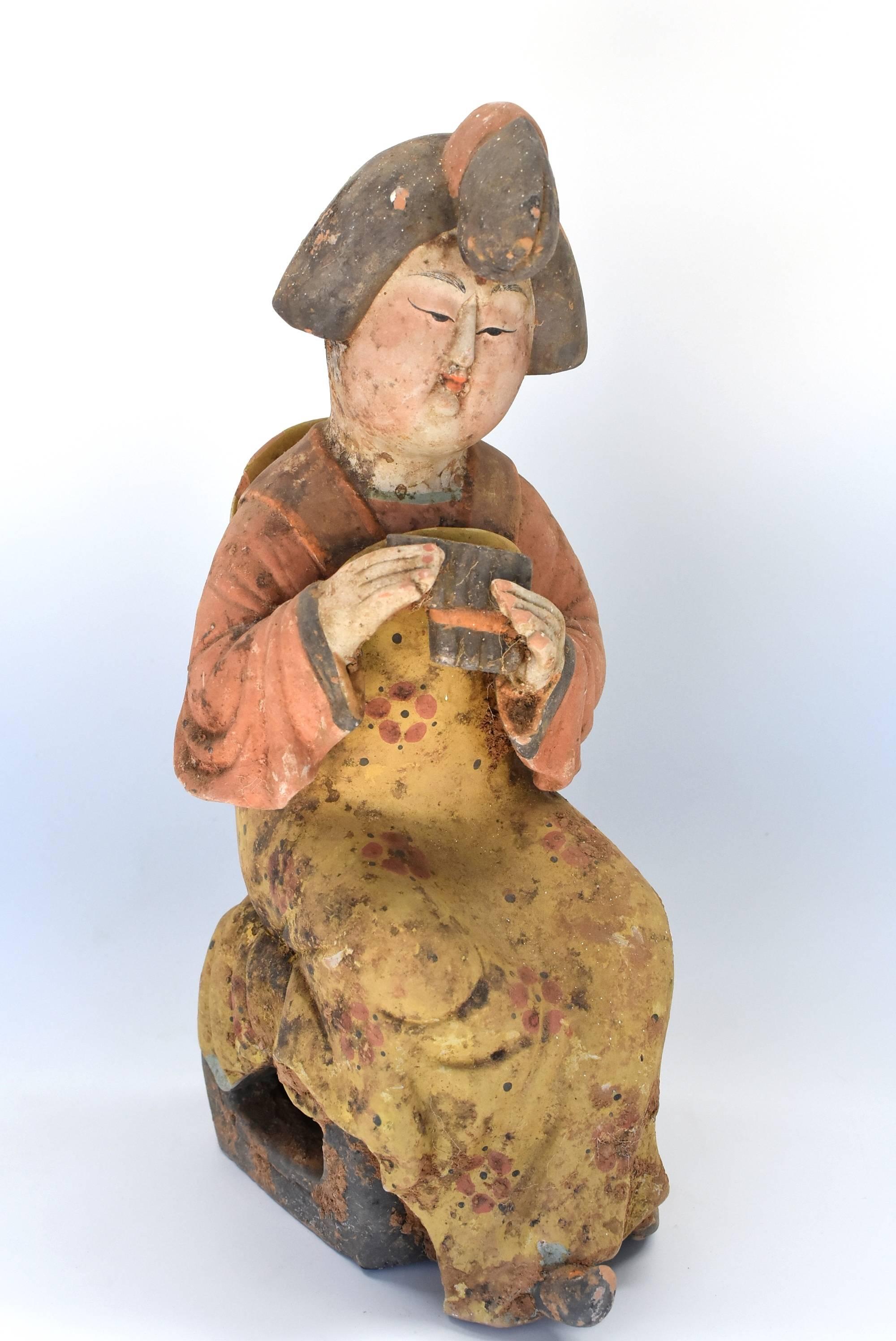 Vintage Terracotta Court Lady, Tang Style San Cai 10