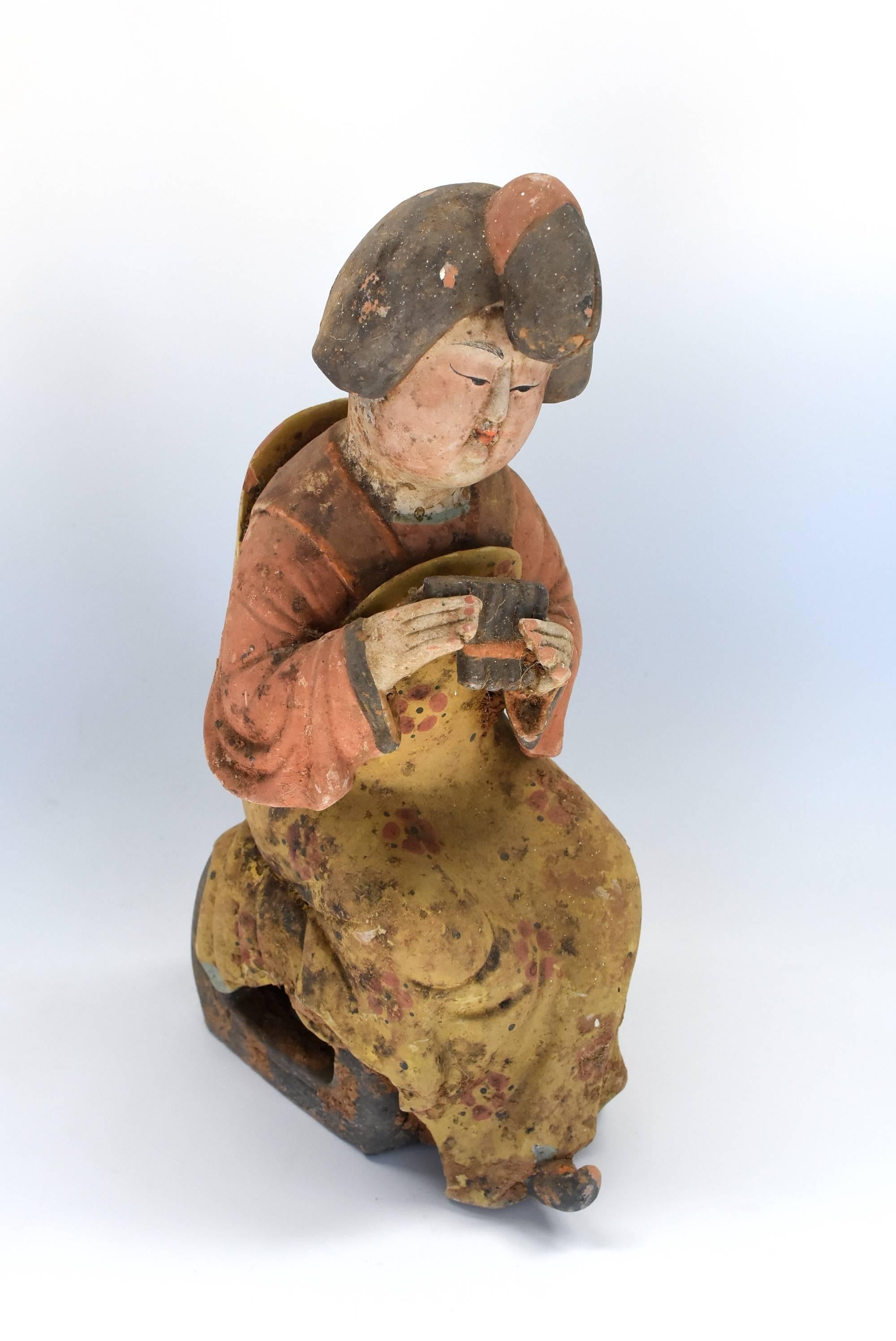 Vintage Terracotta Court Lady, Tang Style San Cai 13