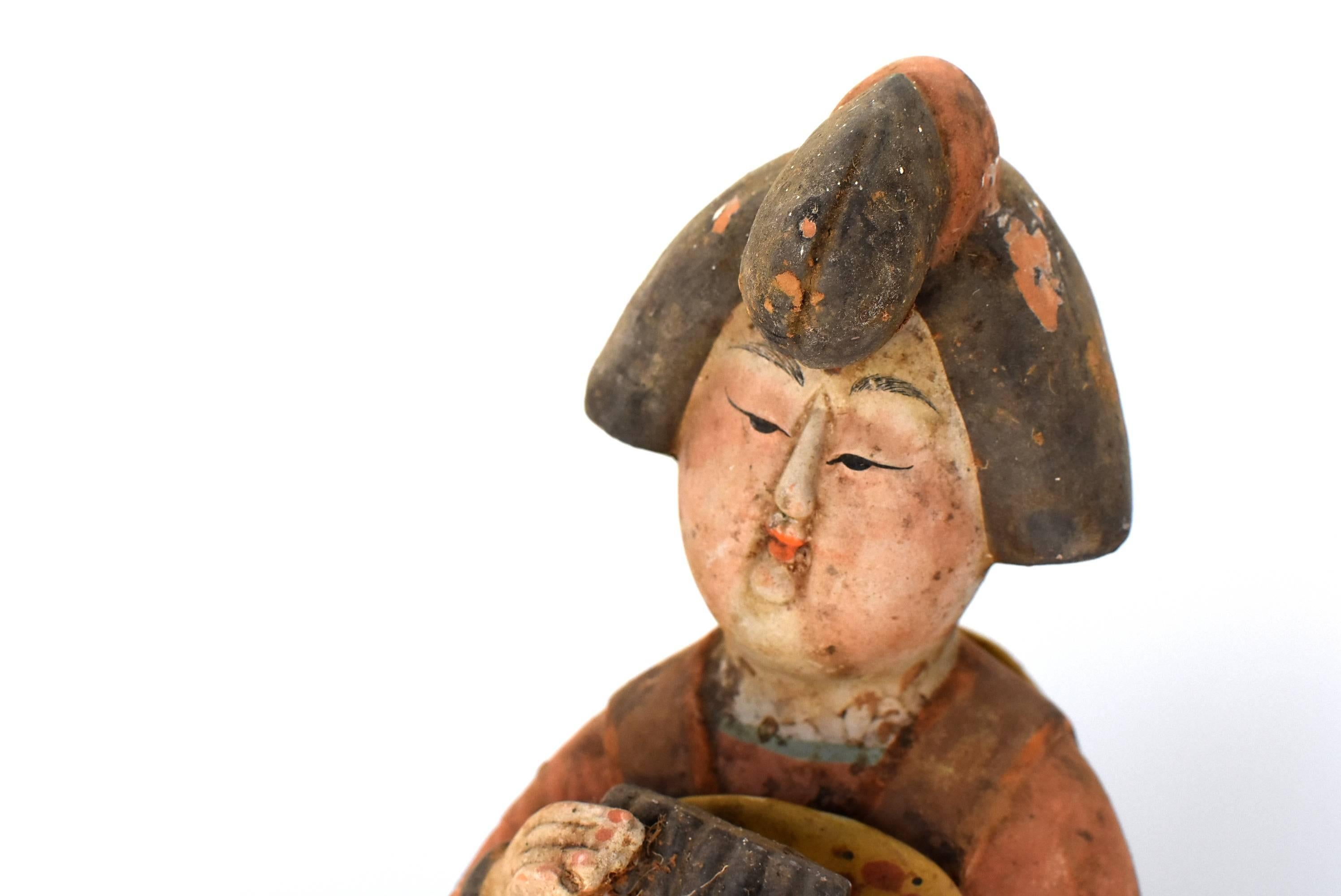 Hand-Painted Vintage Terracotta Court Lady, Tang Style San Cai