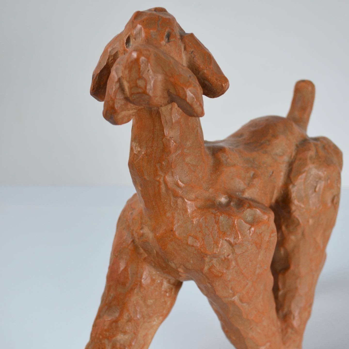 Beaux Arts Vintage Terracotta Dog Sculpture For Sale