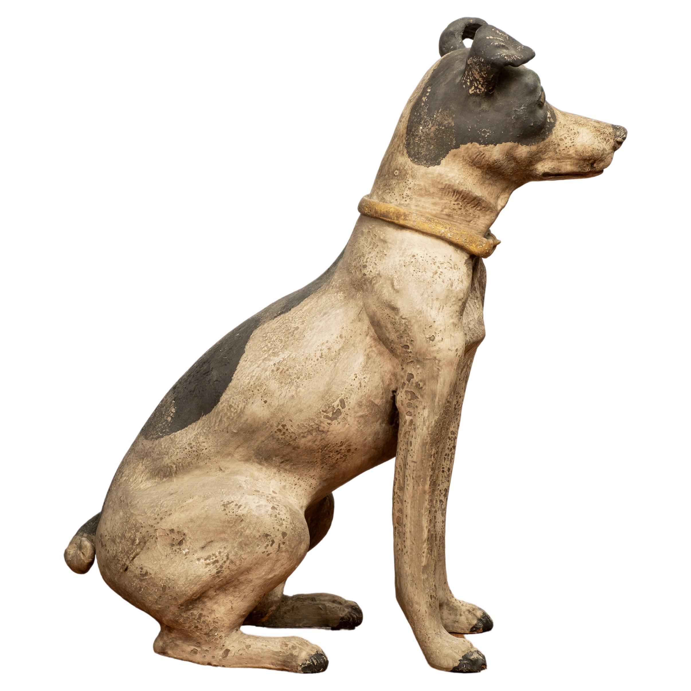 Folk Art Vintage Terracotta Dog Sculpture