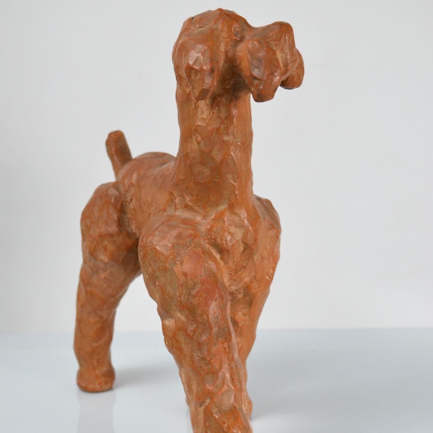 Belgian Vintage Terracotta Dog Sculpture For Sale