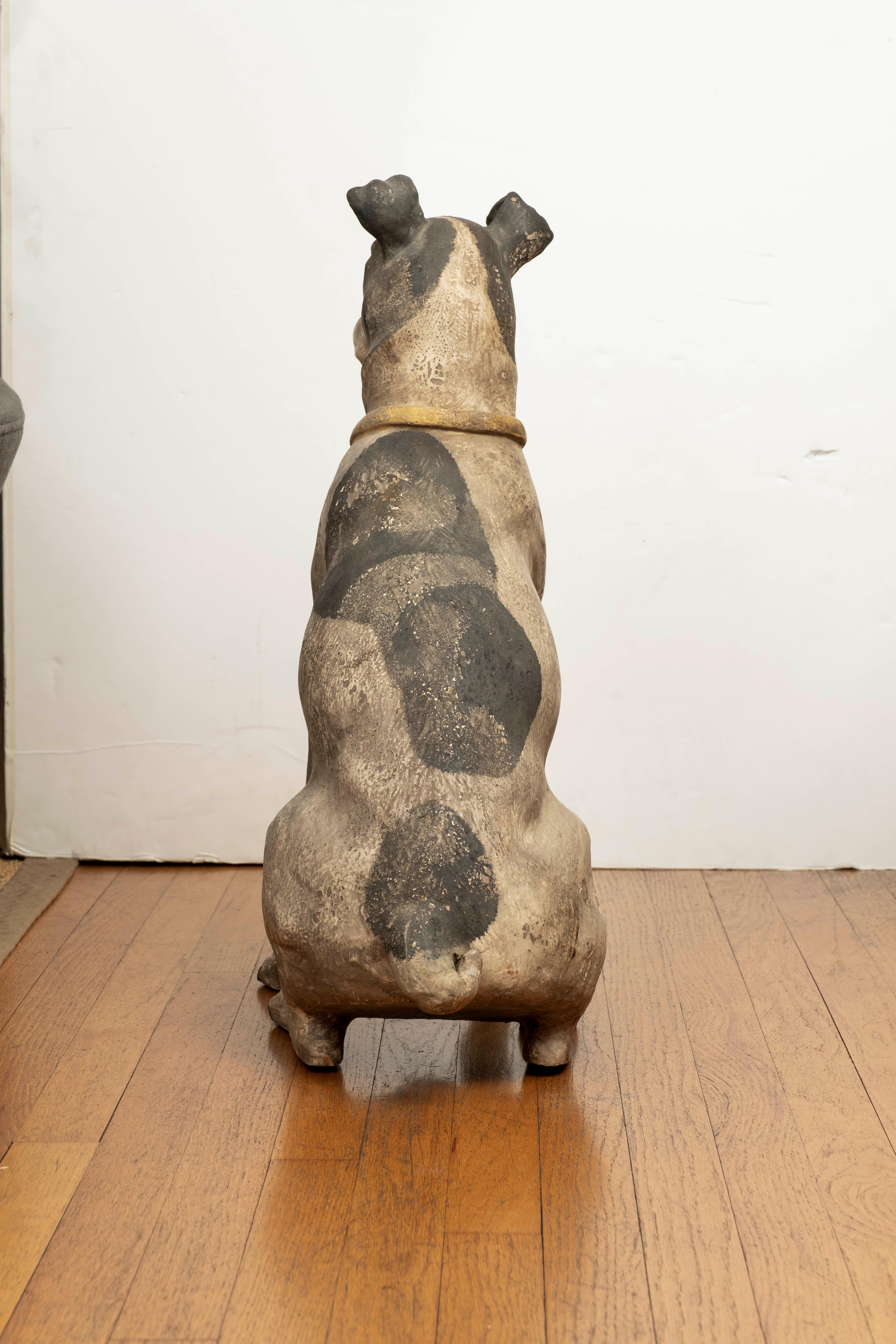 Vintage Terracotta Dog Sculpture In Good Condition In Houston, TX
