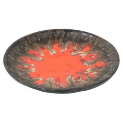Vintage Terracotta Fruitschaal Schaal Fat Lava Stijl Oranje Grijs 29cm
