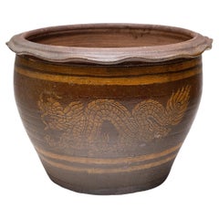 Vintage Terracotta Garden Planter with Celestial Dragon