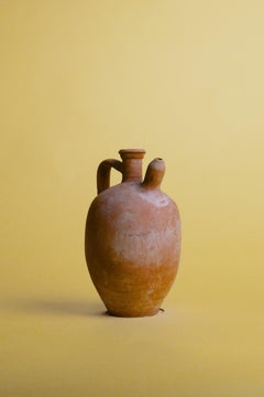 Vintage Terracotta Oil Jug Rustic Mediterranean Pottery