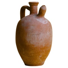 Vintage Terracotta Oil Jug Rustic Mediterranean Pottery