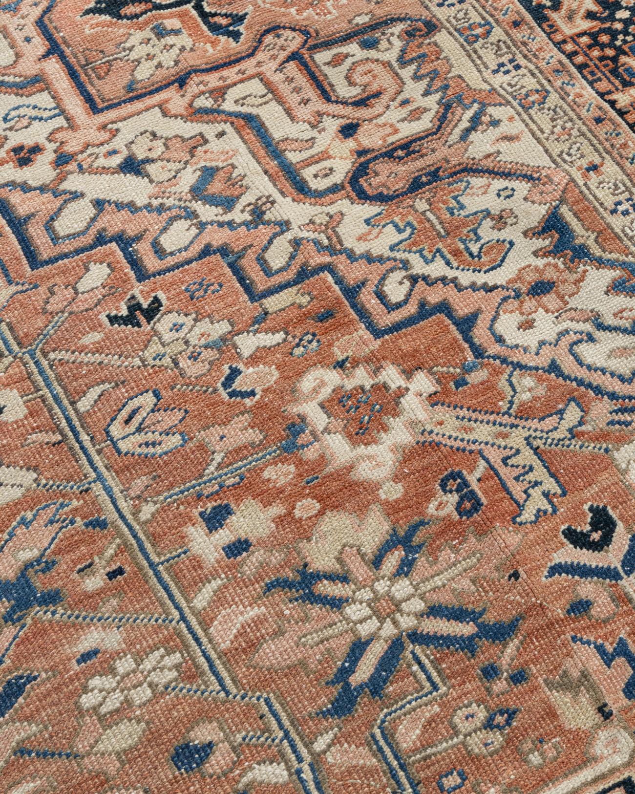 Vintage Terracotta Tappeto persiano Heriz 9'2 x 12'11 in vendita 3