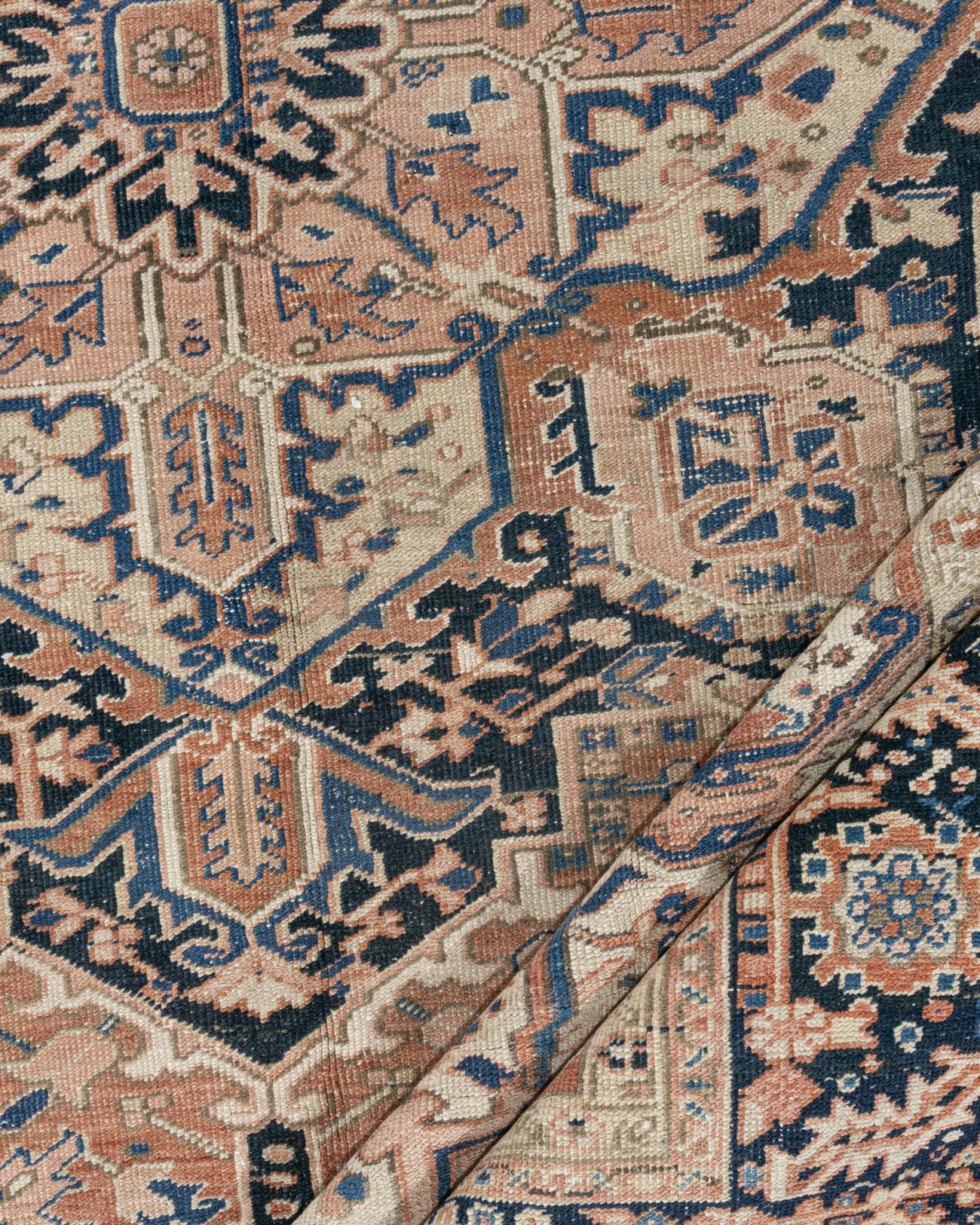Vintage Terracotta Tappeto persiano Heriz 9'2 x 12'11 in vendita 8