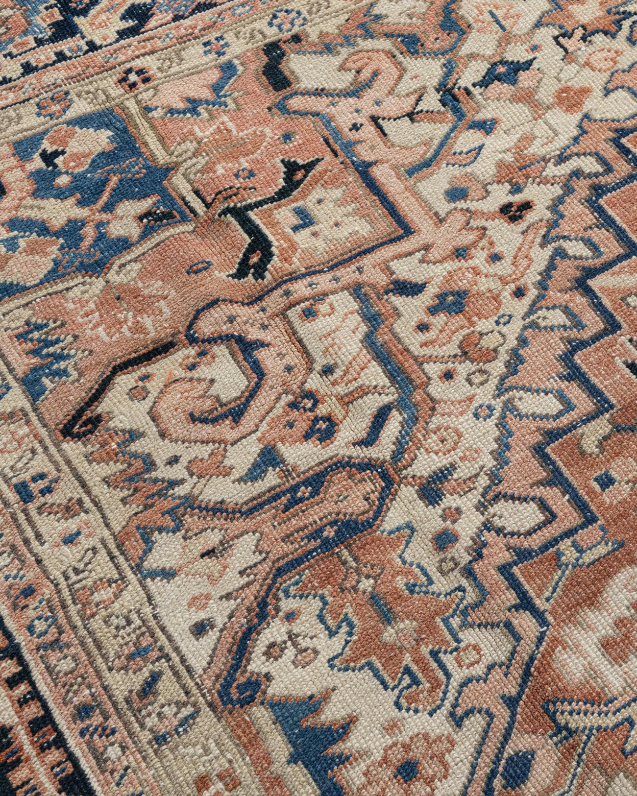 Persiano Vintage Terracotta Tappeto persiano Heriz 9'2 x 12'11 in vendita
