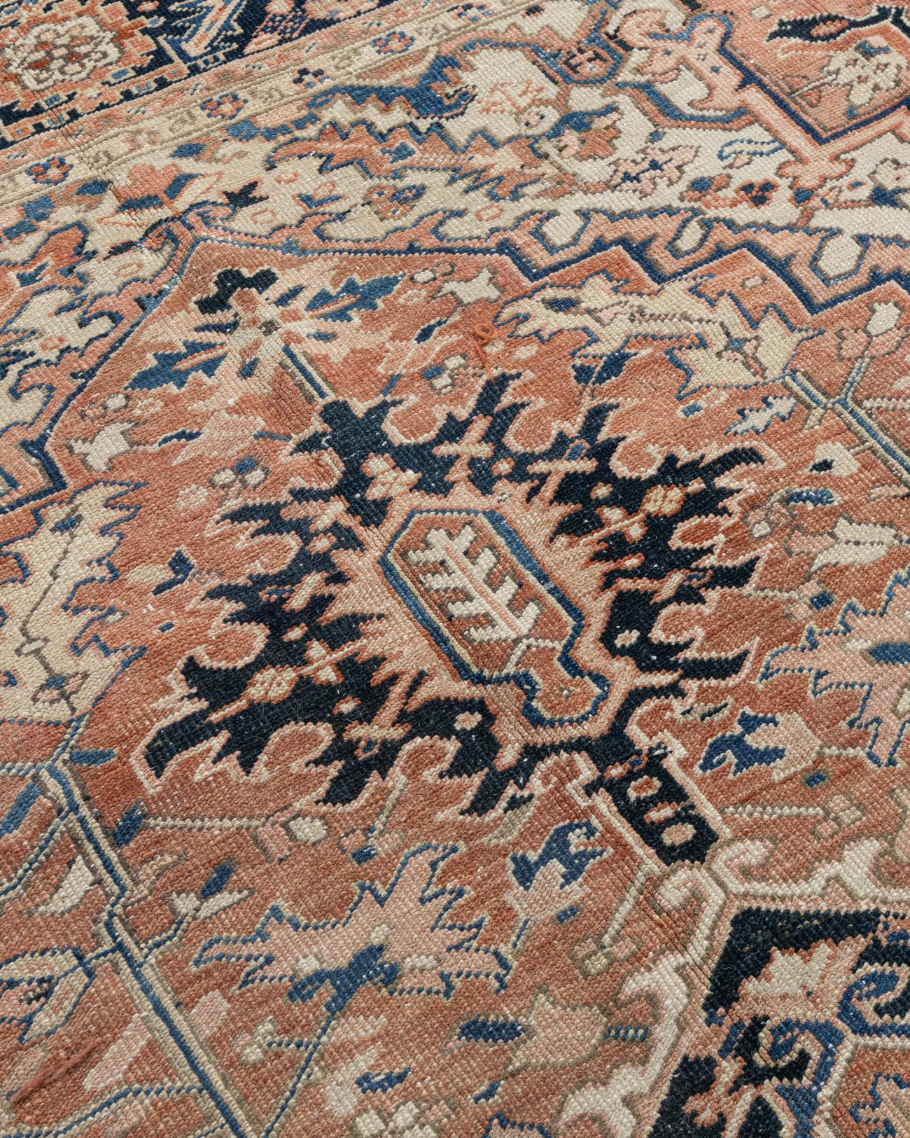 Tessuto a mano Vintage Terracotta Tappeto persiano Heriz 9'2 x 12'11 in vendita
