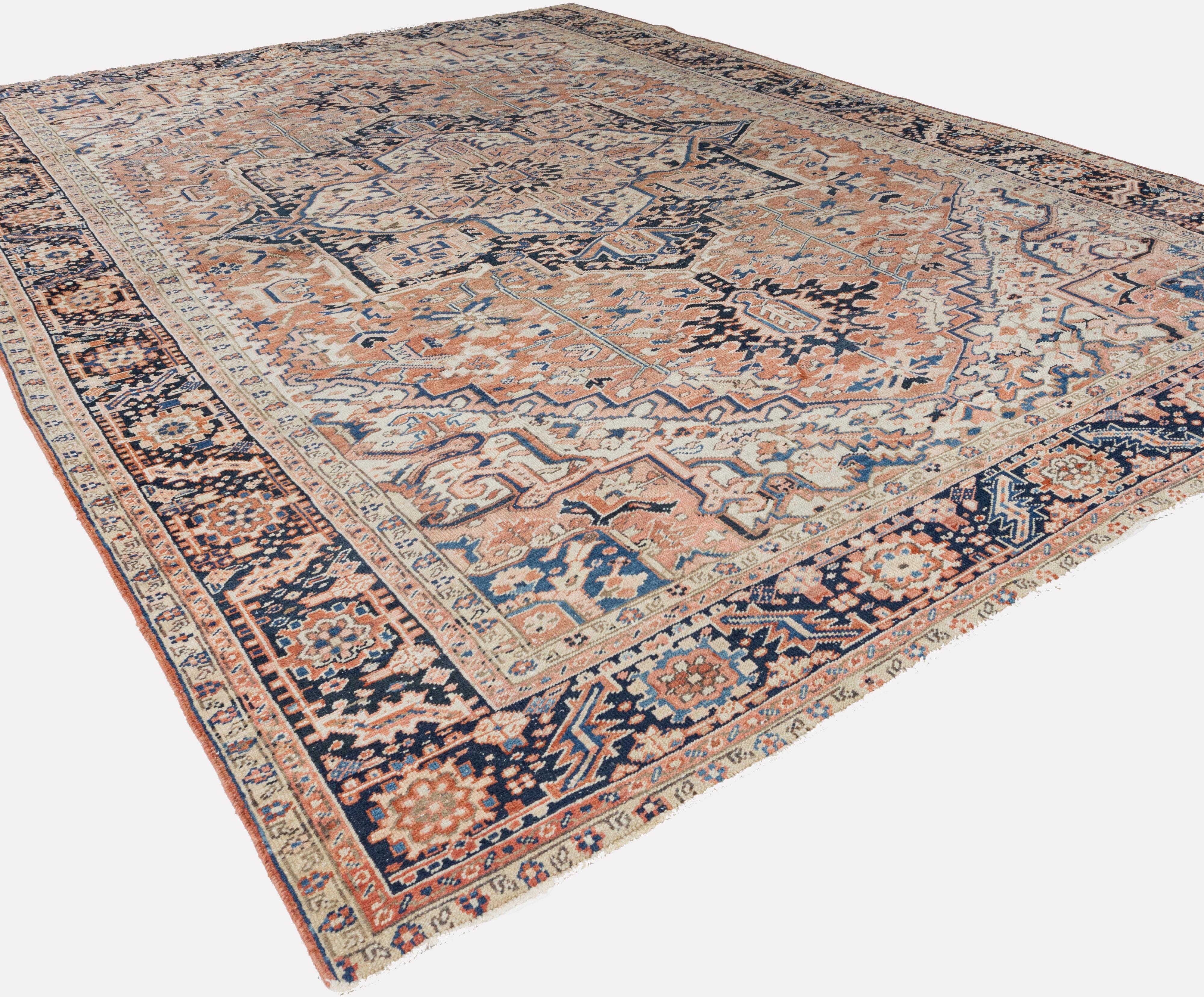 Lana Vintage Terracotta Tappeto persiano Heriz 9'2 x 12'11 in vendita