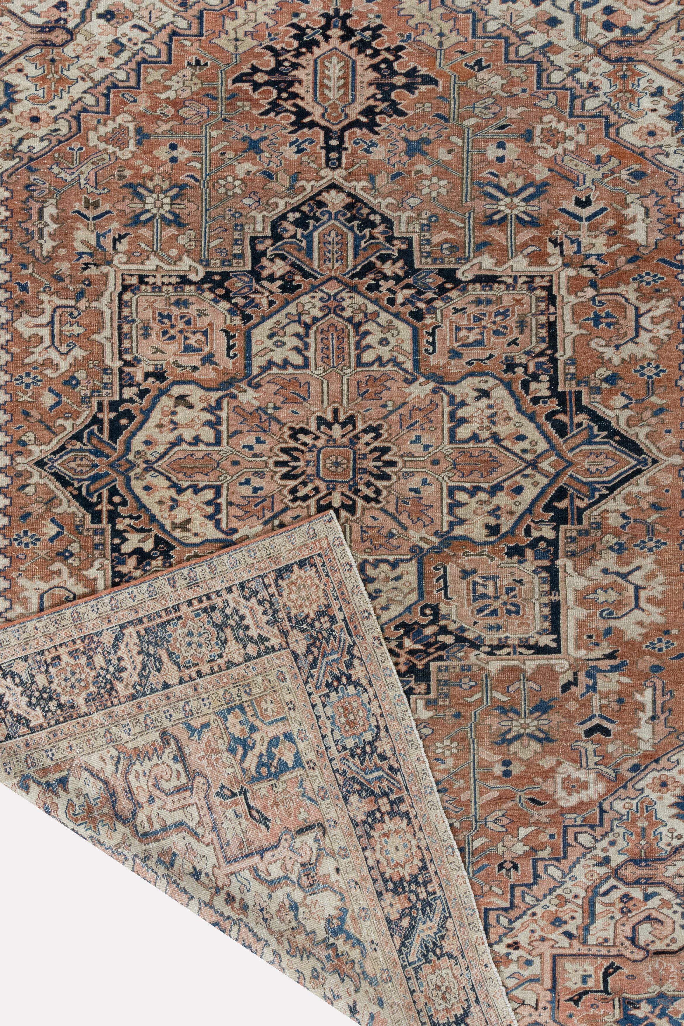 Vintage Terracotta Tappeto persiano Heriz 9'2 x 12'11 in vendita 1