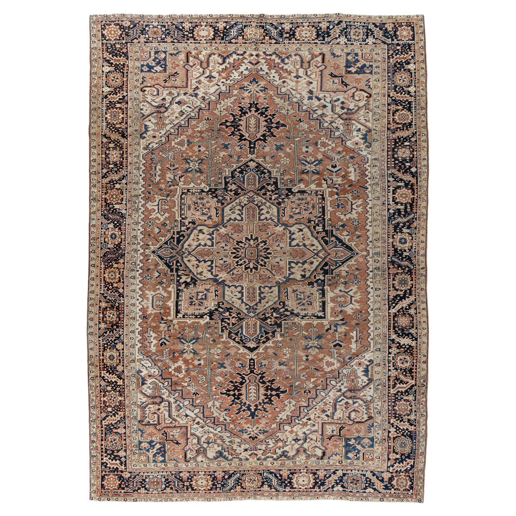 Vintage Terracotta Tappeto persiano Heriz 9'2 x 12'11