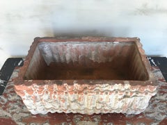 Terracotta Planter with Branch Design with Whitewashed Patina