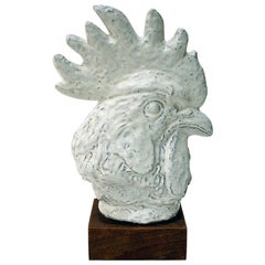 Vintage Terracotta Rooster Head by Ejnar Breinholt, 1950s, Denmark