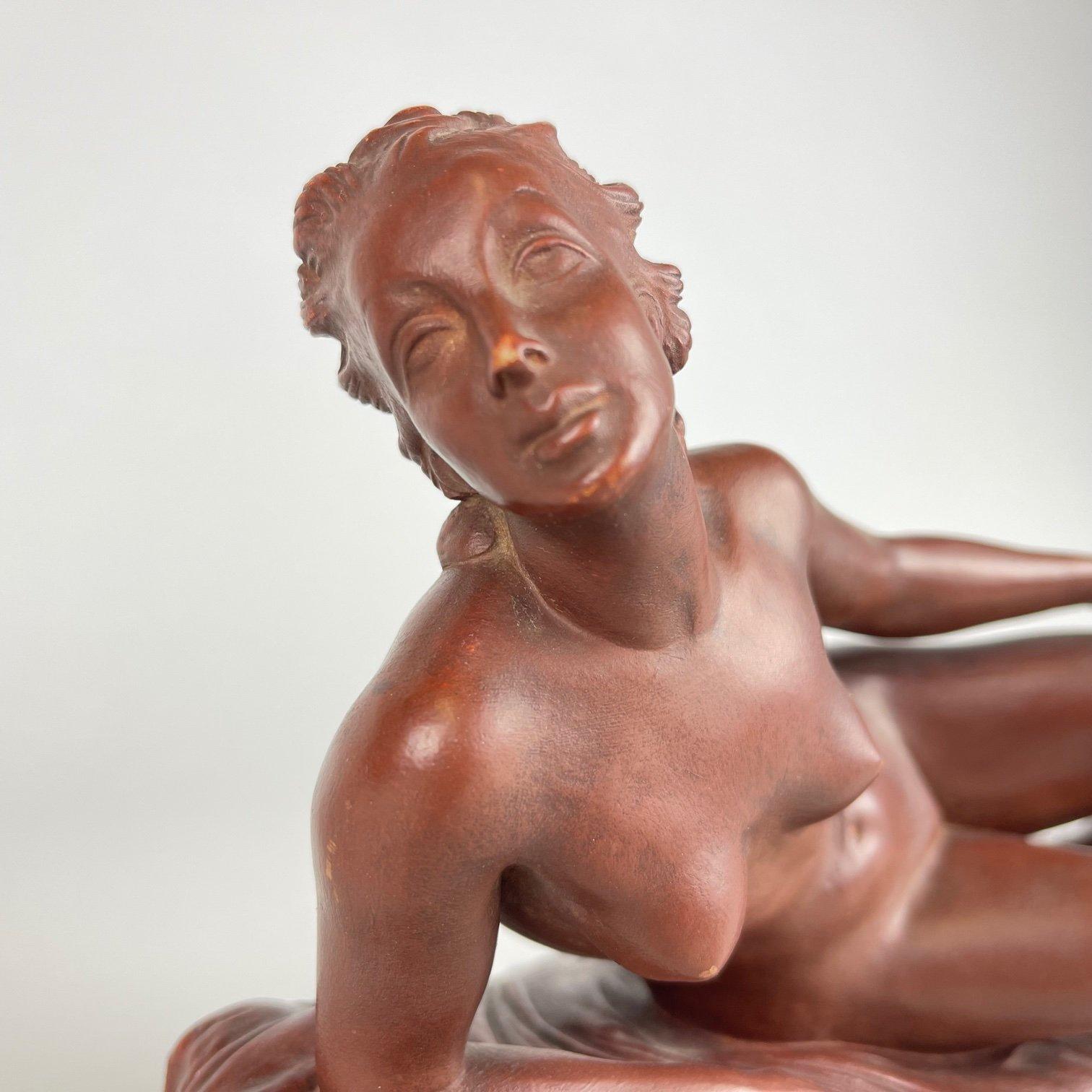 Vintage Terracotta Statue by Josef Vanča, 1960's In Good Condition For Sale In Praha, CZ
