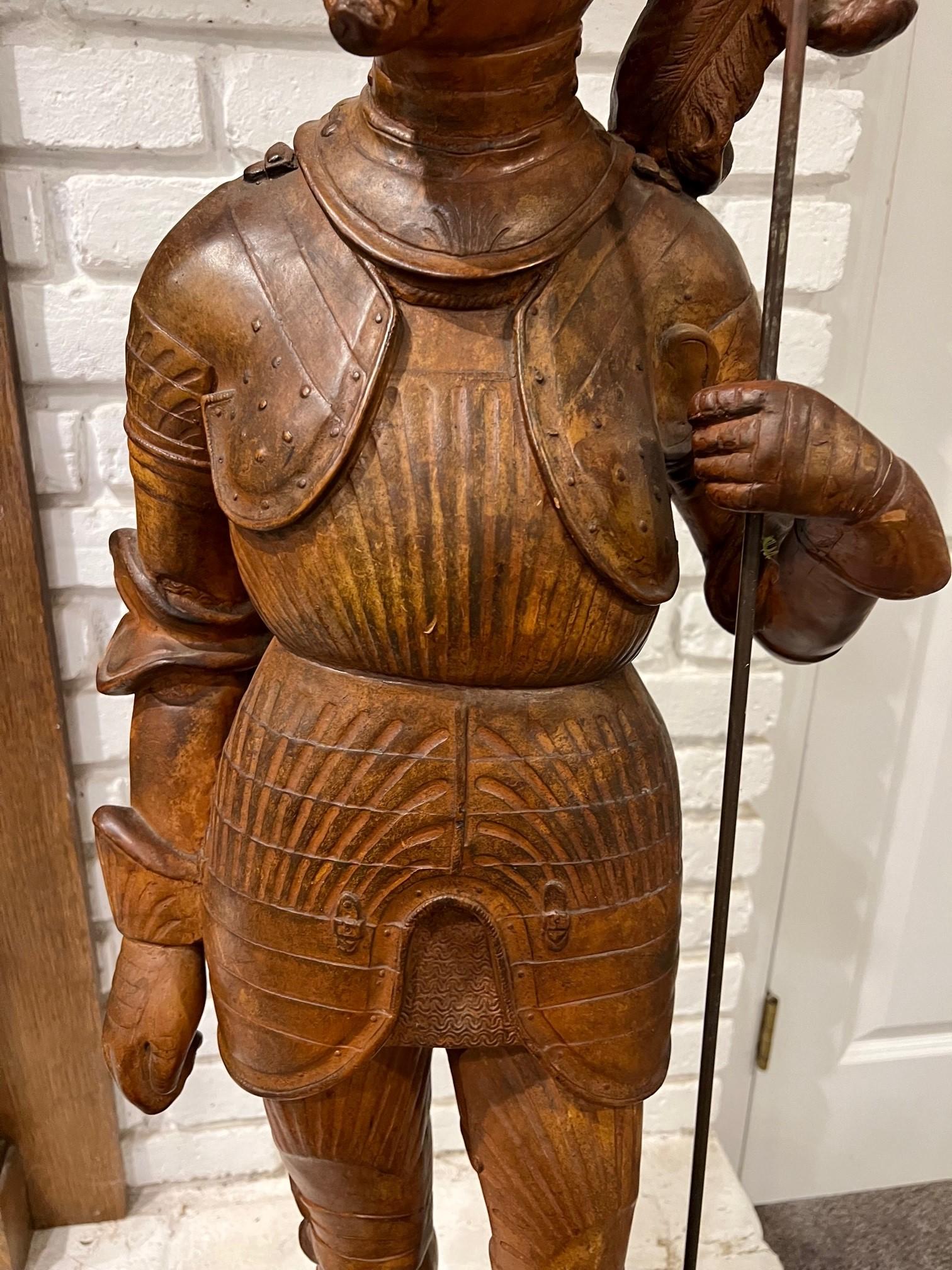 20th Century Vintage Terracotta Statue of a Knight in Armor Tomaso Gandolfo   For Sale
