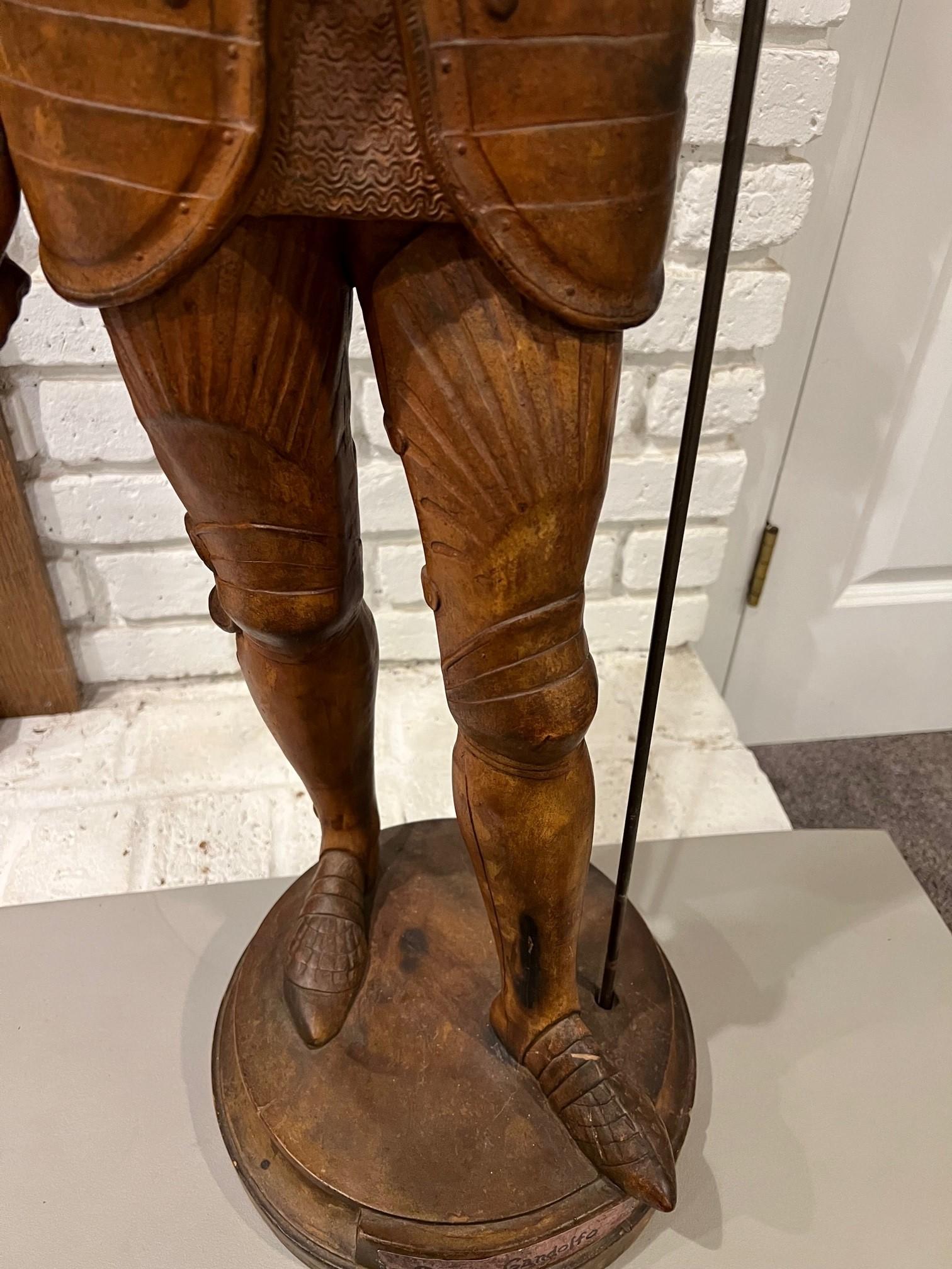 Vintage Terracotta Statue of a Knight in Armor Tomaso Gandolfo   For Sale 1