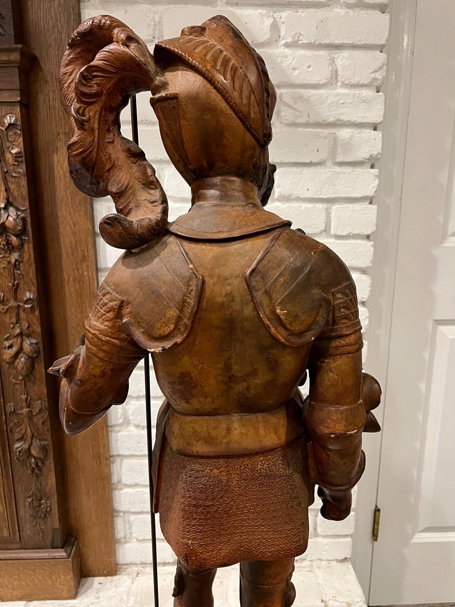 Vintage Terracotta Statue of a Knight in Armor Tomaso Gandolfo   For Sale 5