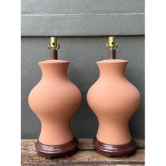Vintage Terracotta Table Lamps - Pair