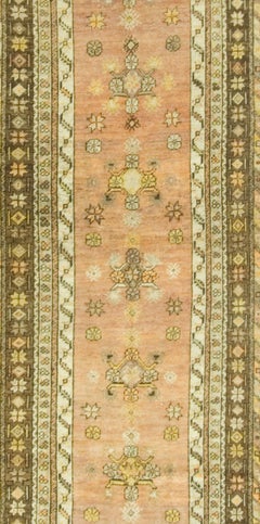 Vintage Terracotta Turkish Oushak Hand Knotted Runner  3'2 x 9'6