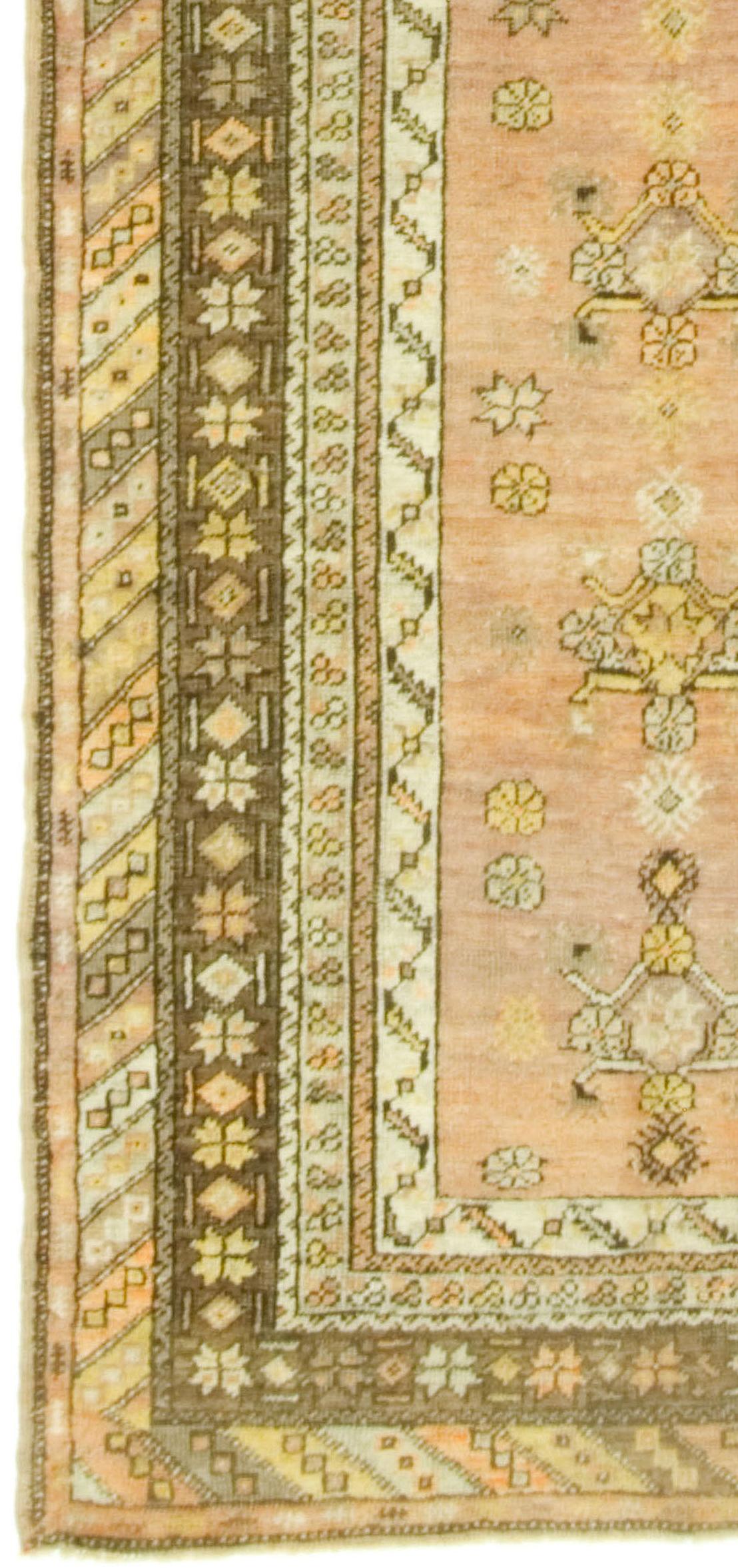 Vintage Terracotta Türkisch Oushak Hand geknüpft Läufer  3'2 x 9'6 (Handgeknüpft) im Angebot