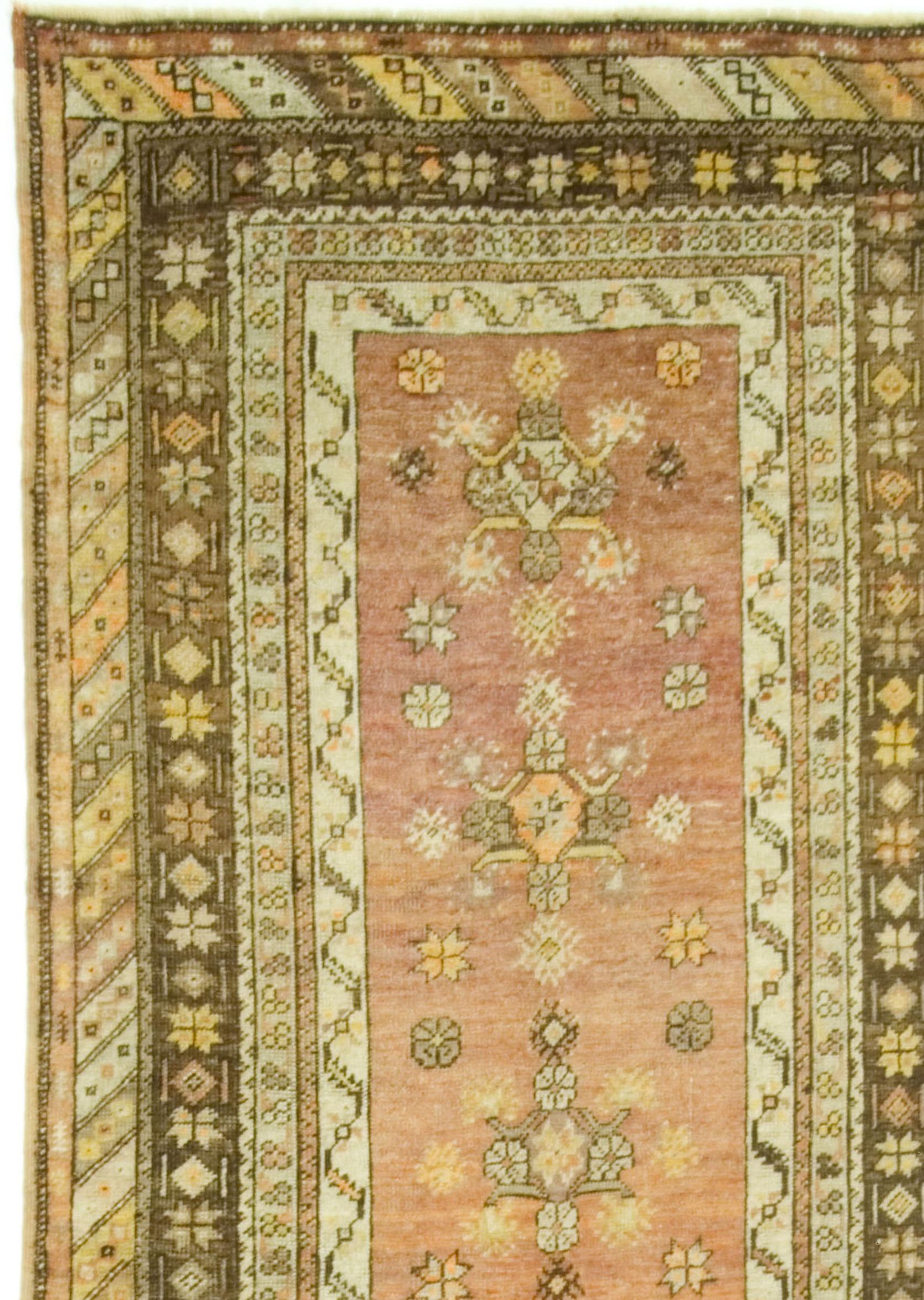 Vintage Terracotta Türkisch Oushak Hand geknüpft Läufer  3'2 x 9'6 im Zustand „Gut“ im Angebot in New York, NY