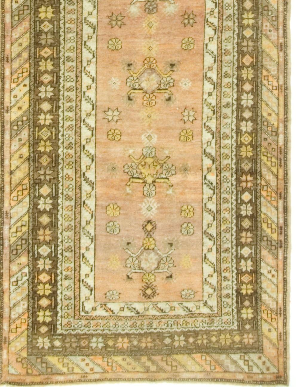 Vintage Terracotta Türkisch Oushak Hand geknüpft Läufer  3'2 x 9'6 im Angebot 1