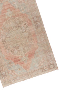 Vintage Turkish Oushak Rug, Hand-Woven Wool, Terracotta, 1940