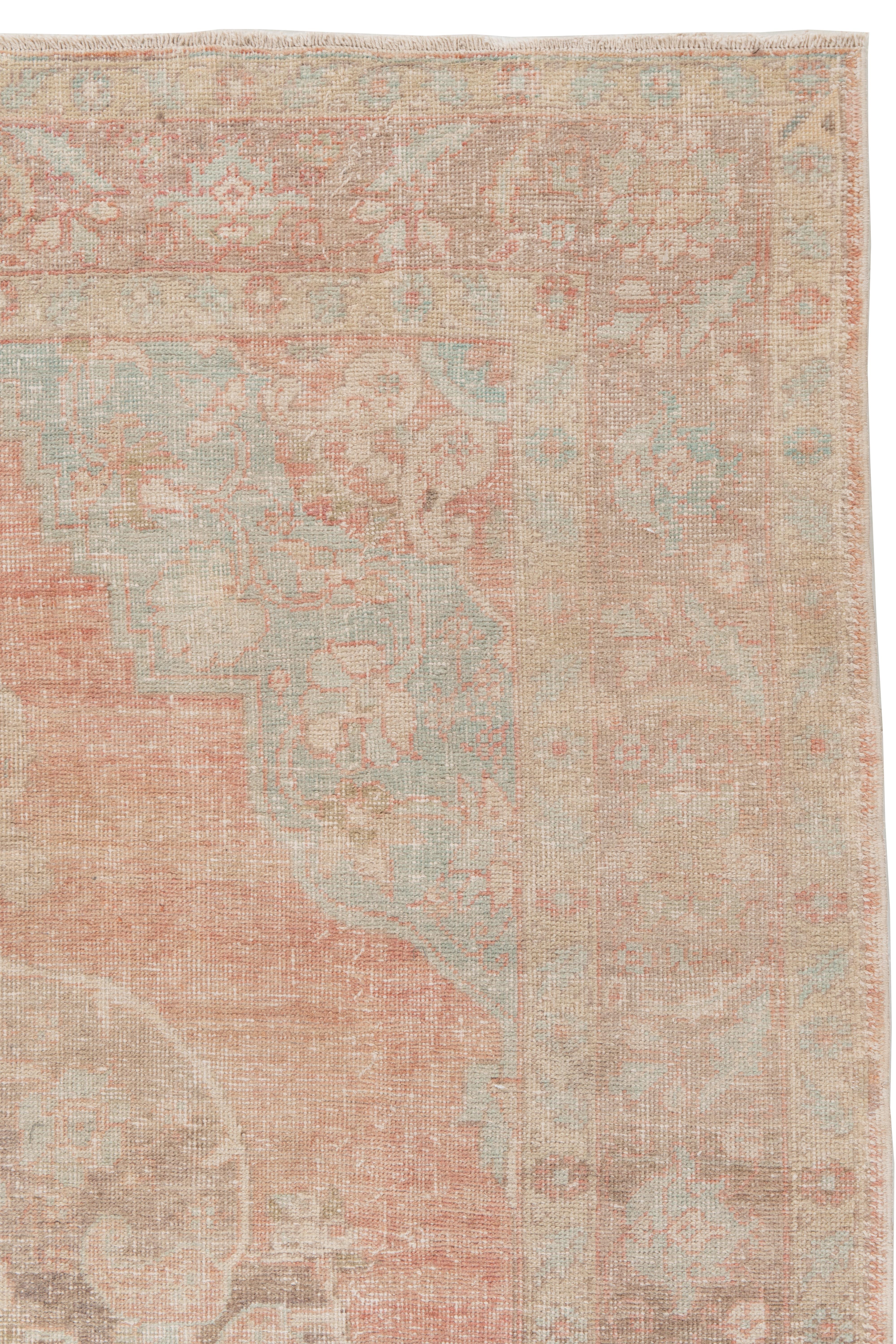 Vintage Terrakotta Türkisch Oushak Teppich 7'5 X 11'2 (20. Jahrhundert) im Angebot