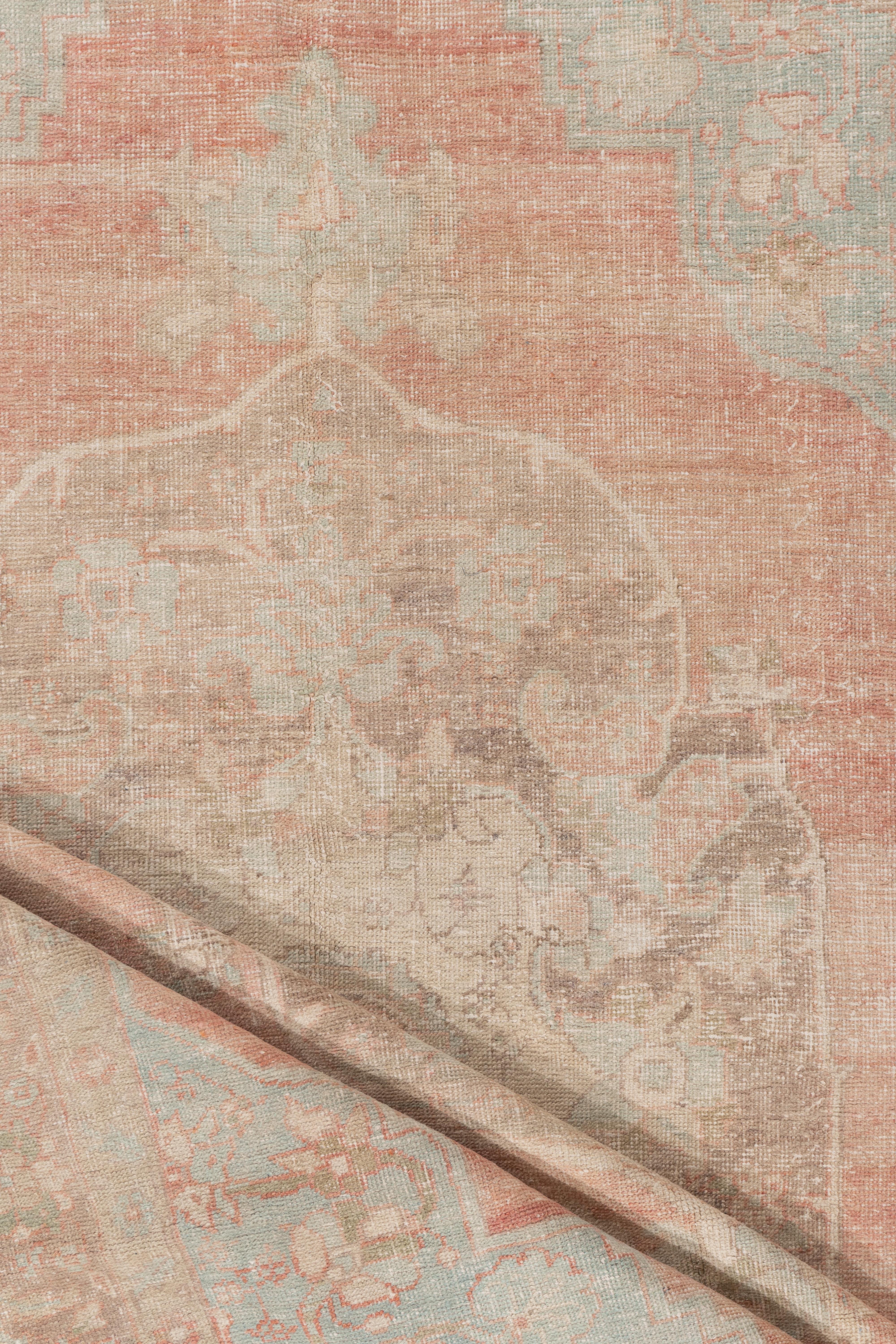 Vintage Terrakotta Türkisch Oushak Teppich 7'5 X 11'2 im Angebot 2