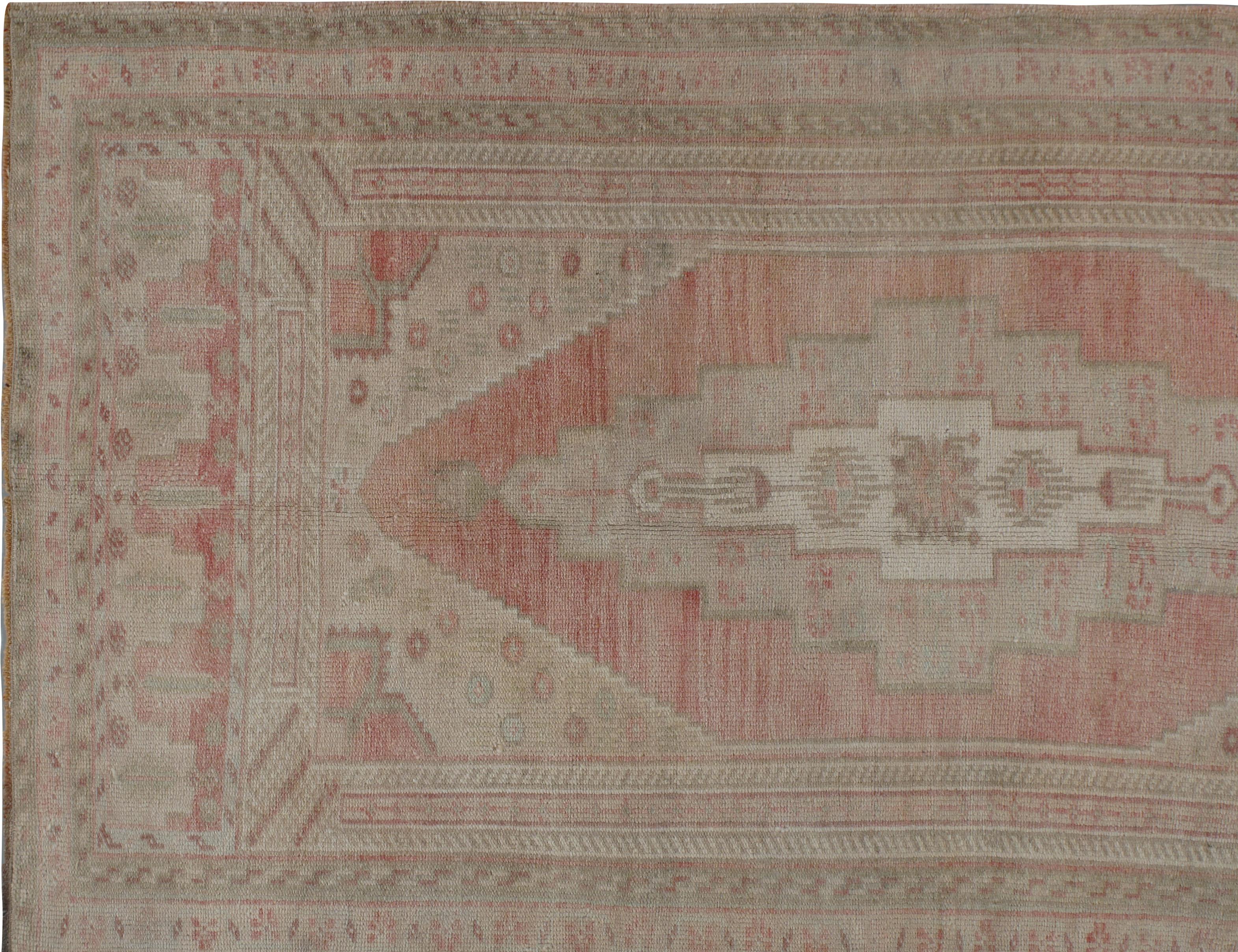 Lana Vintage Terracotta Tappeto turco Oushak Runner 3'4 x 6'1 in vendita