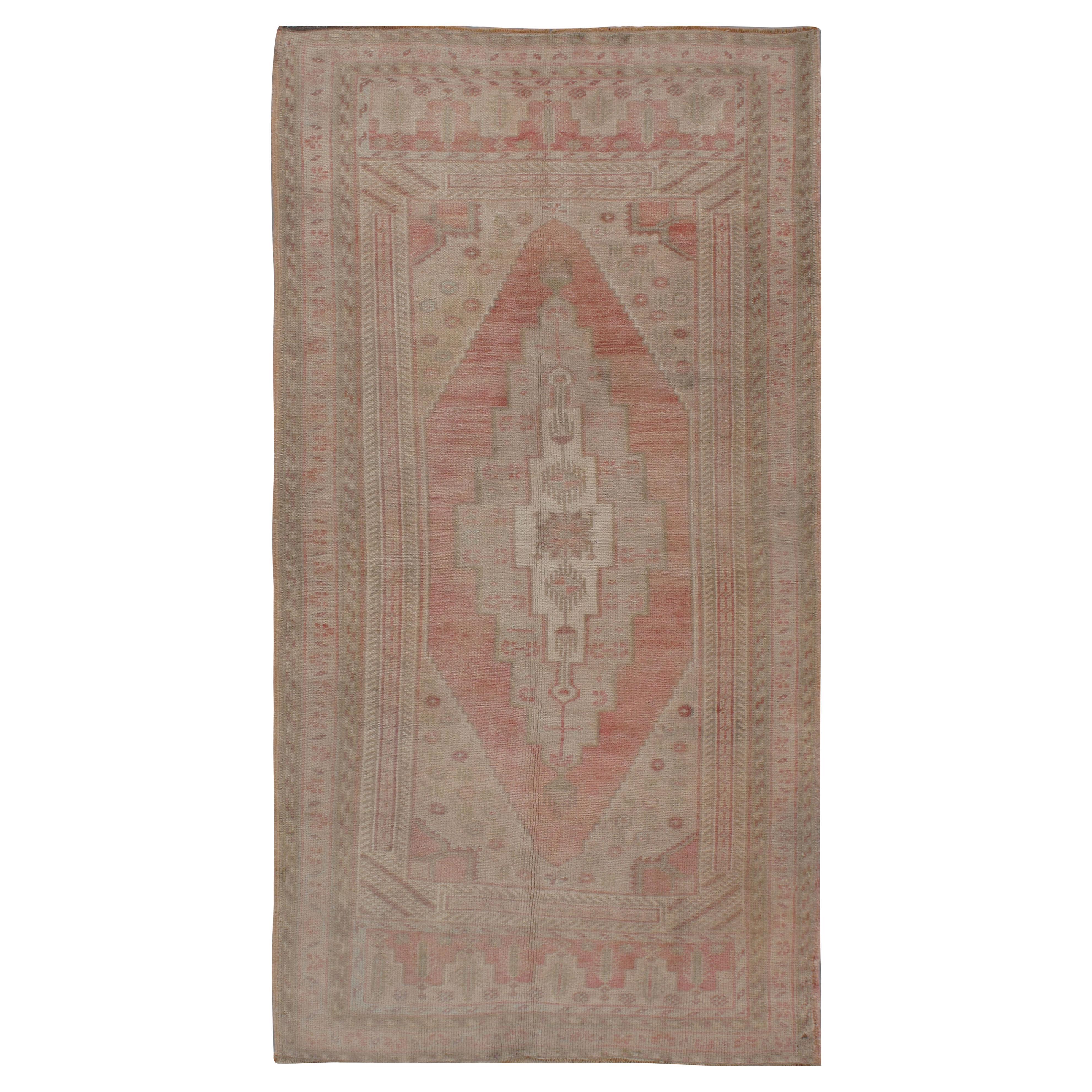 Alfombra Turca Oushak Vintage Terracota Corredor 3'4 x 6'1