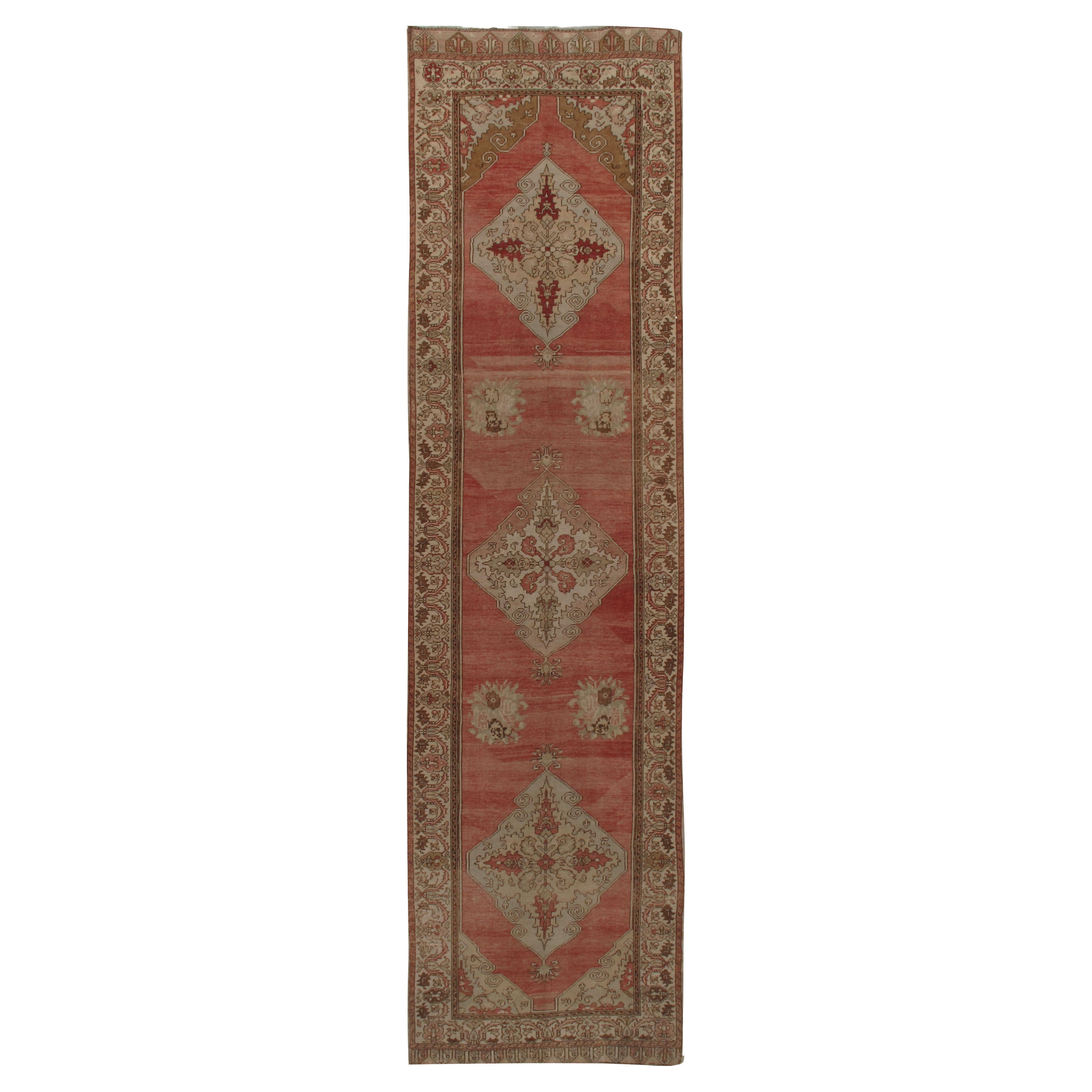 Alfombra Turca Oushak Vintage Terracota Camino de Mesa 3'5 x 12'9