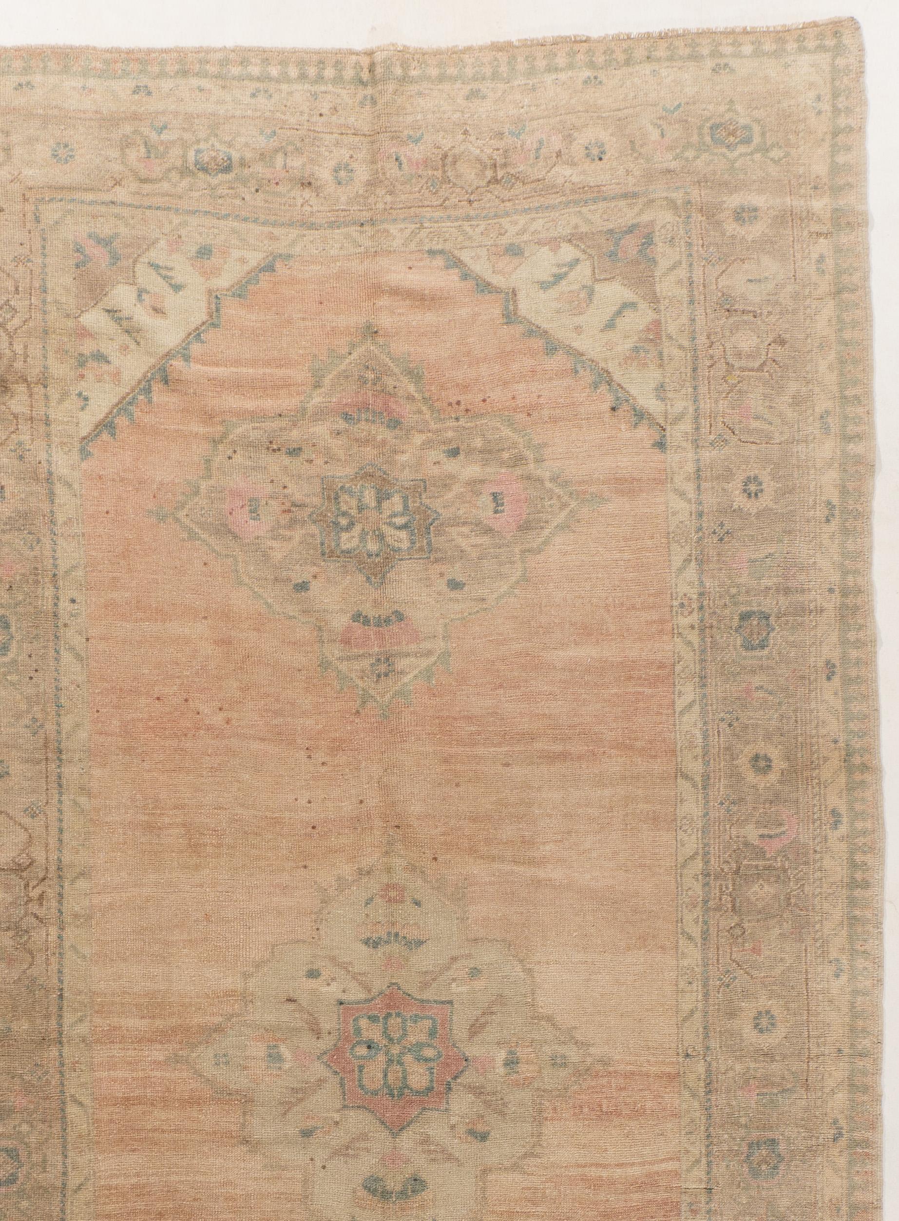 Vintage Terrakotta Türkisch Oushak Läufer Teppich 5'3 X 10'11 (20. Jahrhundert) im Angebot