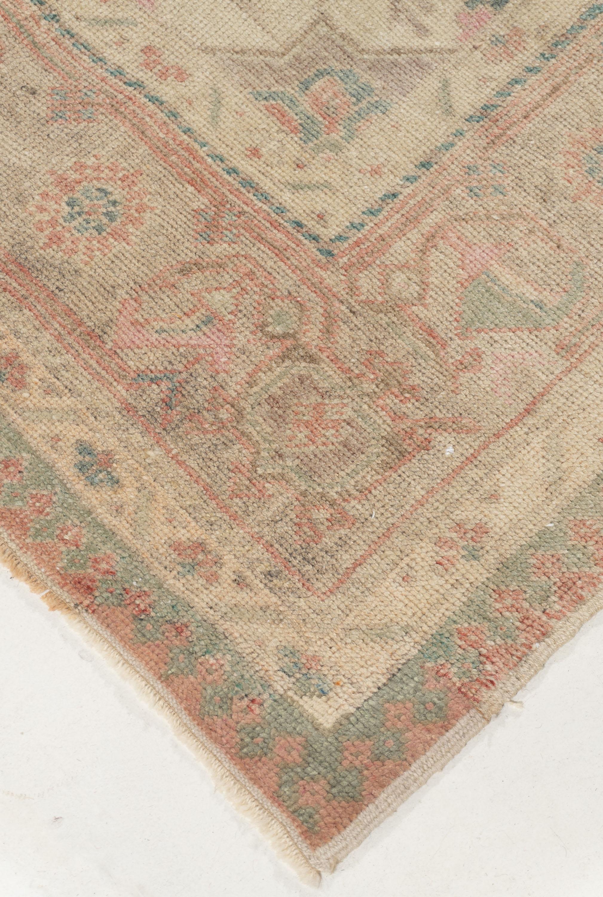 Vintage Terrakotta Türkisch Oushak Läufer Teppich 5'3 X 10'11 im Angebot 2