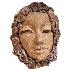 Vintage Terracotta Wall Planter Goddess Figurine