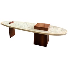 Vintage Terrazzo and Walnut Coffee Table in the Style of Harvey Probber