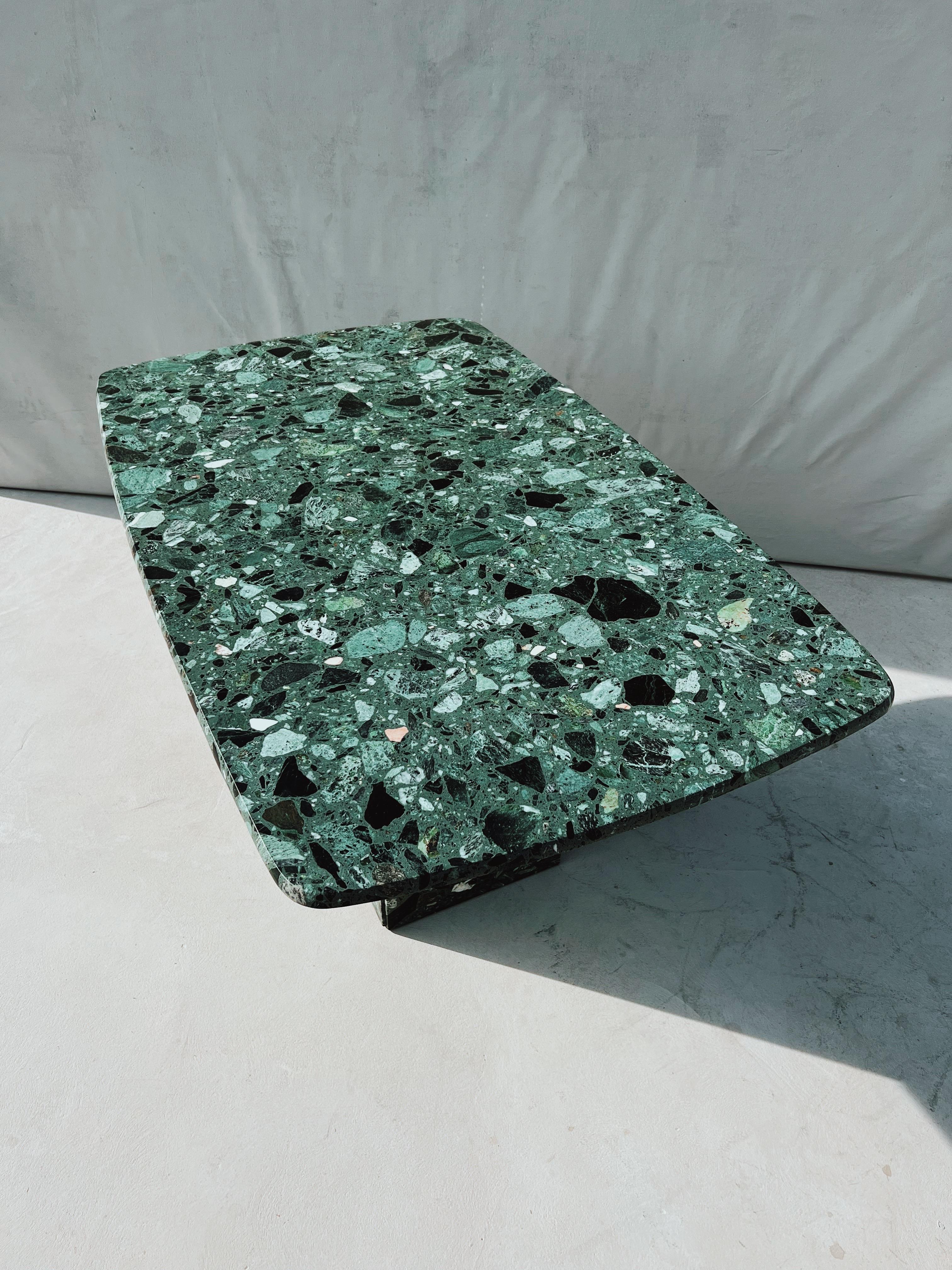 20th Century Vintage Terrazzo Italia Green Marble Rectangular Dining Table