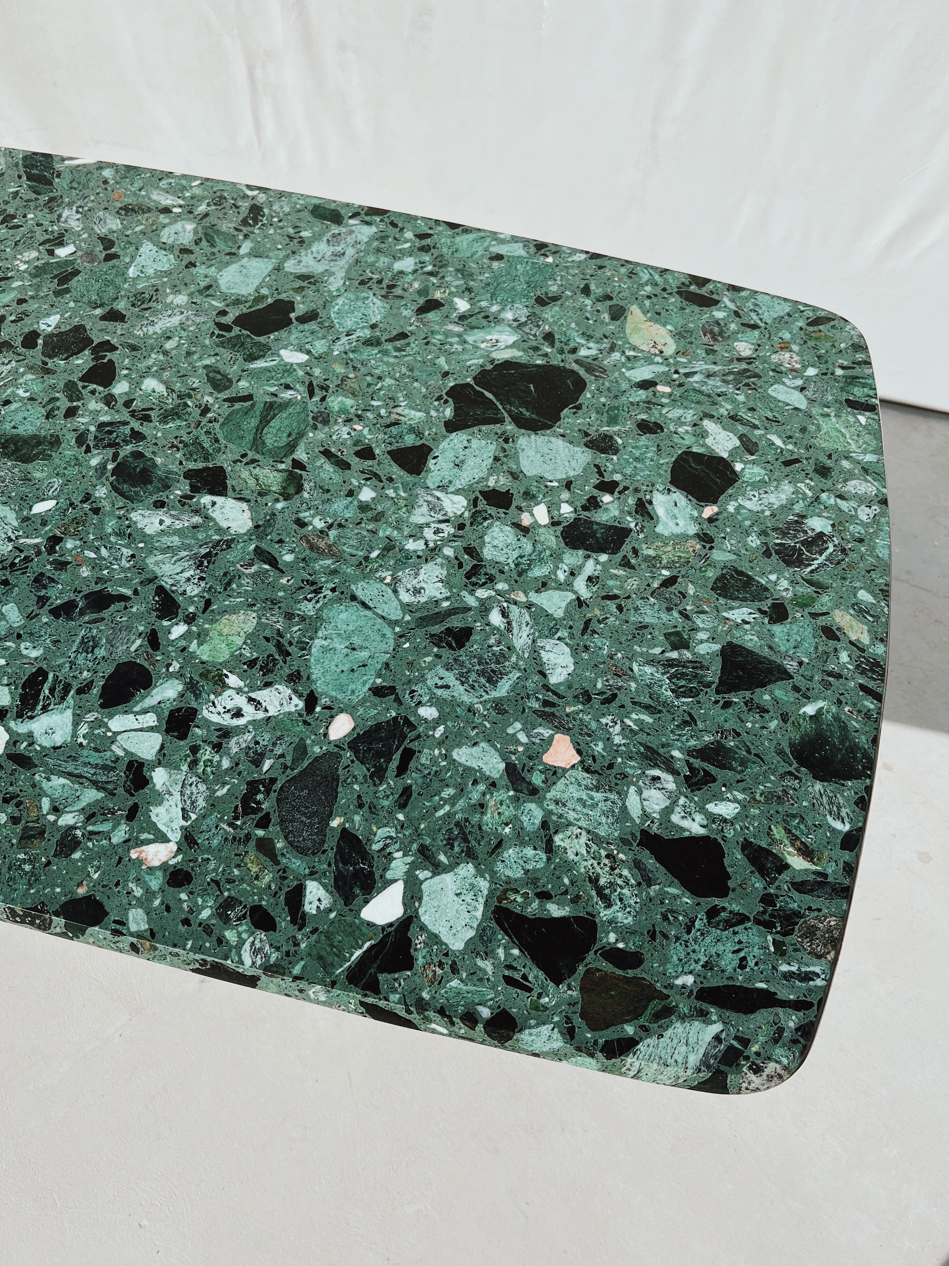 Vintage Terrazzo Italia Green Marble Rectangular Dining Table 5