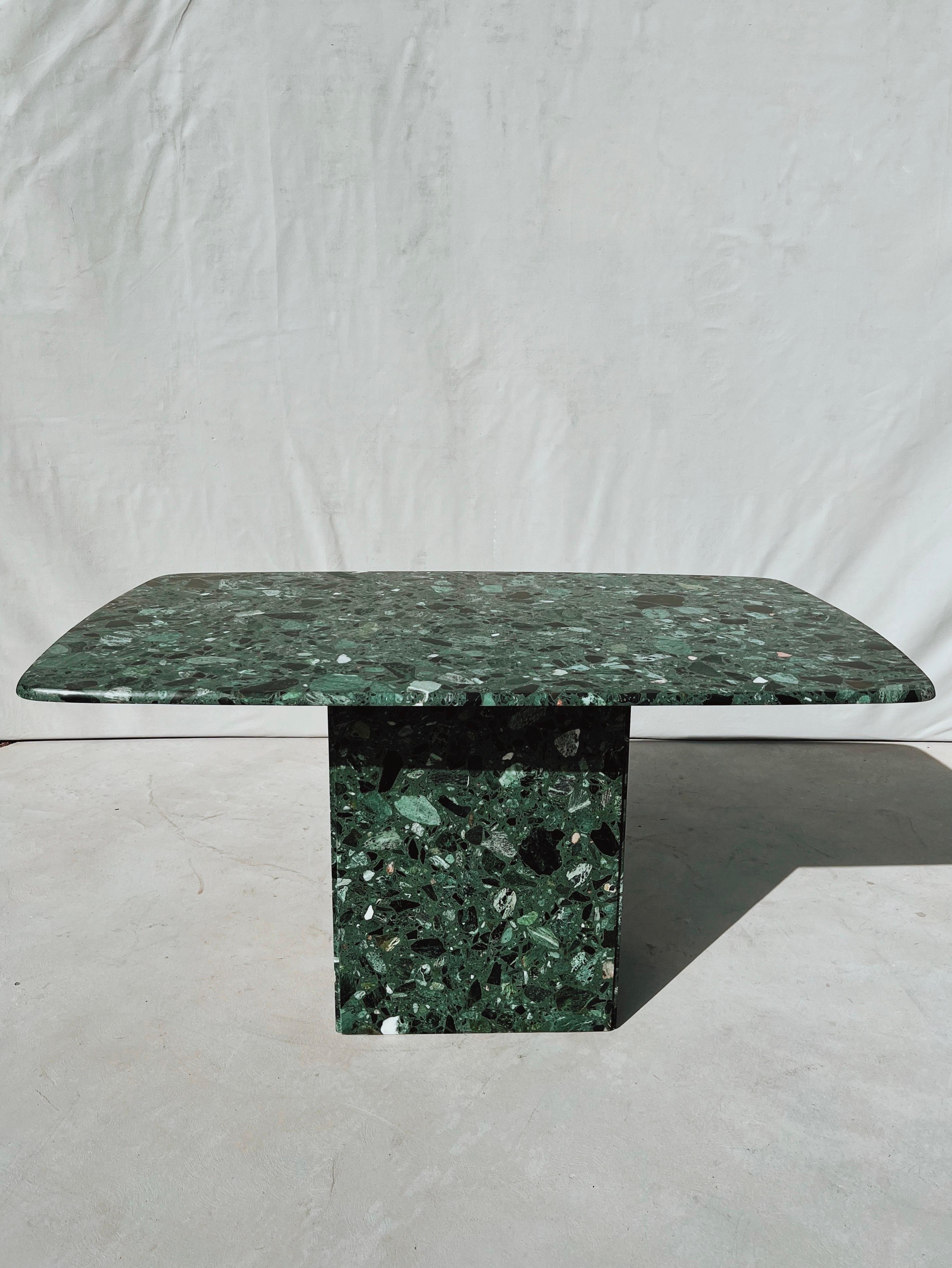 Vintage Terrazzo Italia Green Marble Rectangular Dining Table 6