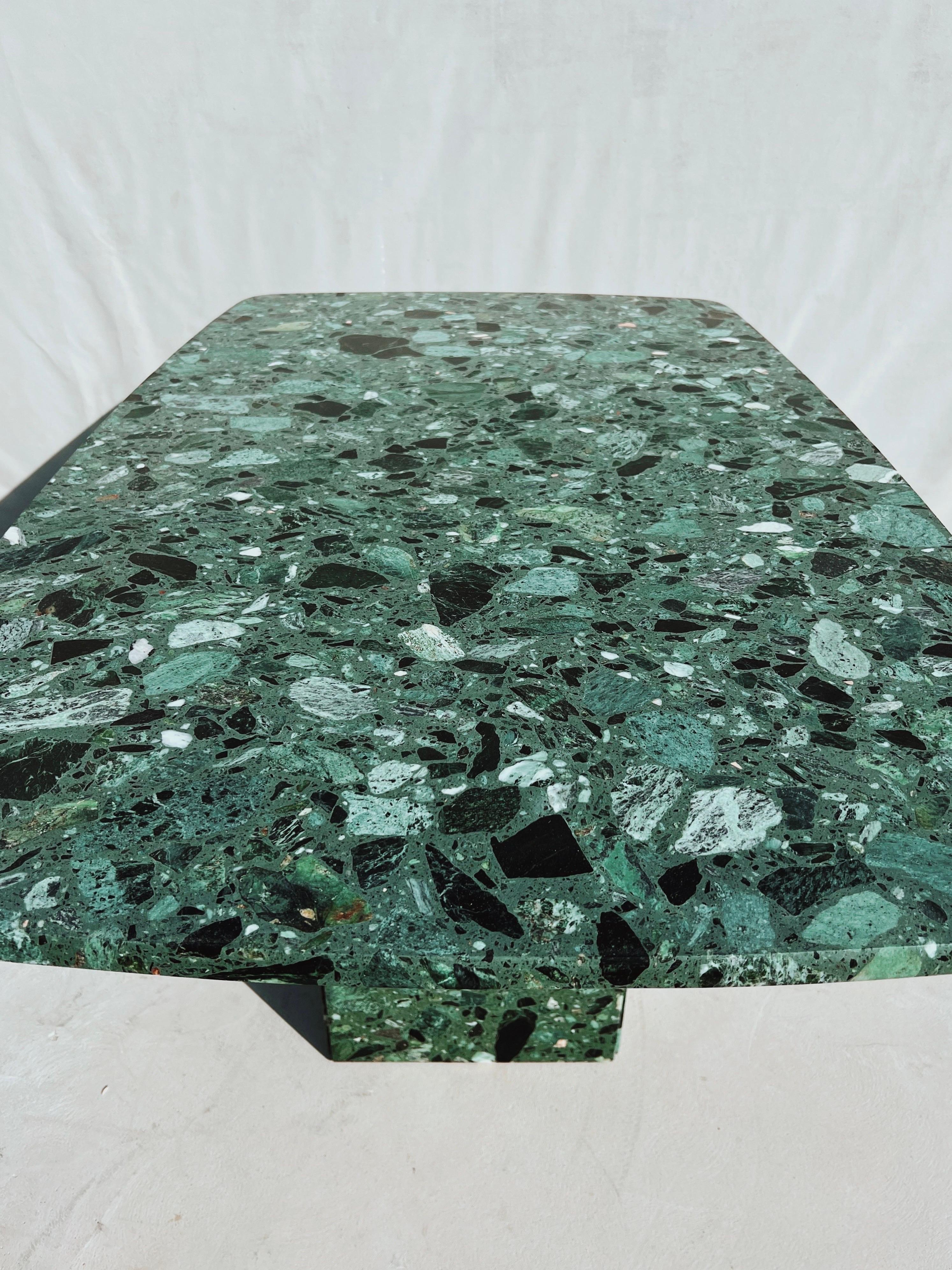 Vintage Terrazzo Italia Green Marble Rectangular Dining Table 8