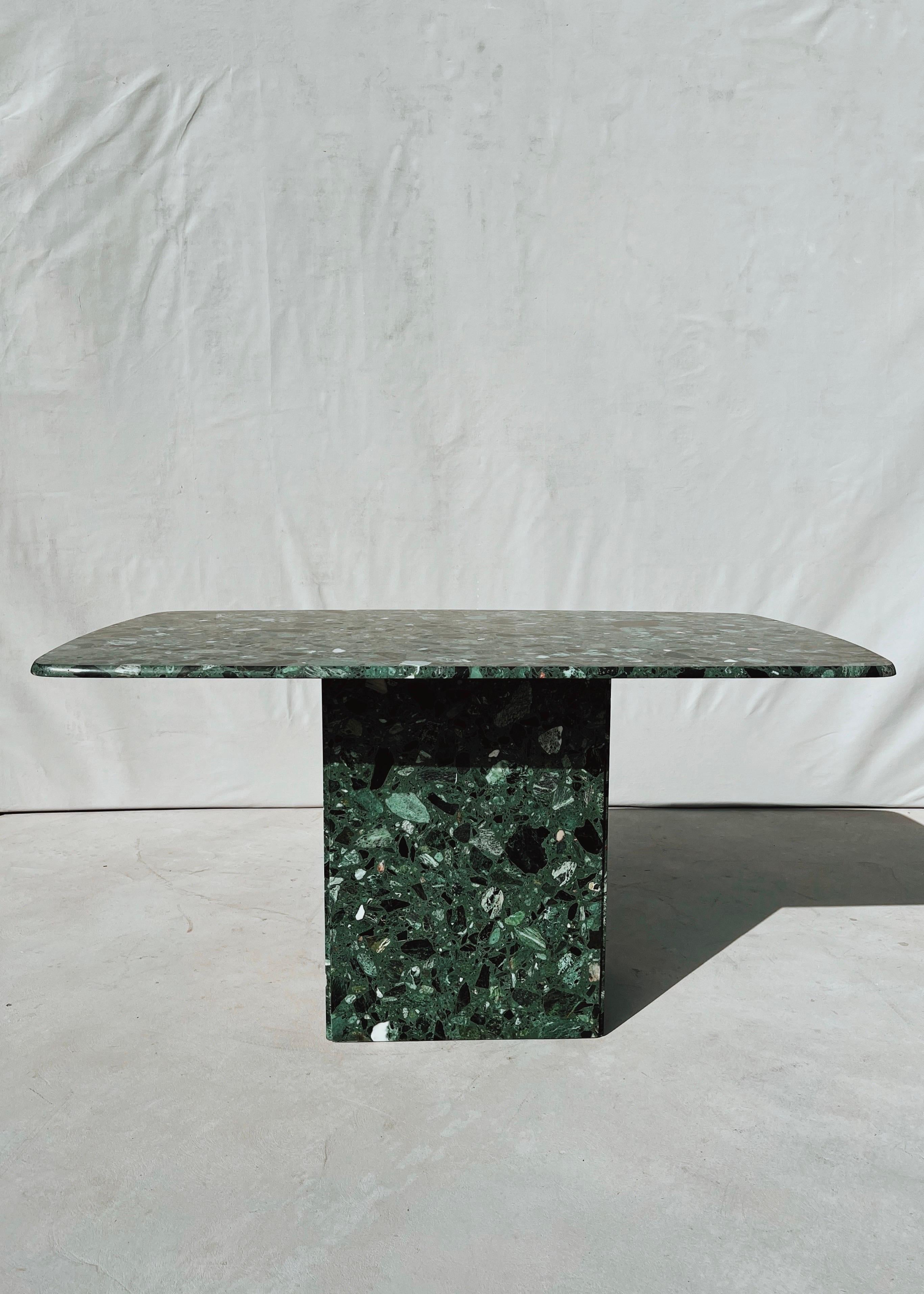 Vintage Terrazzo Italia Green Marble Rectangular Dining Table, Attributed to Ello

This dining table has the 