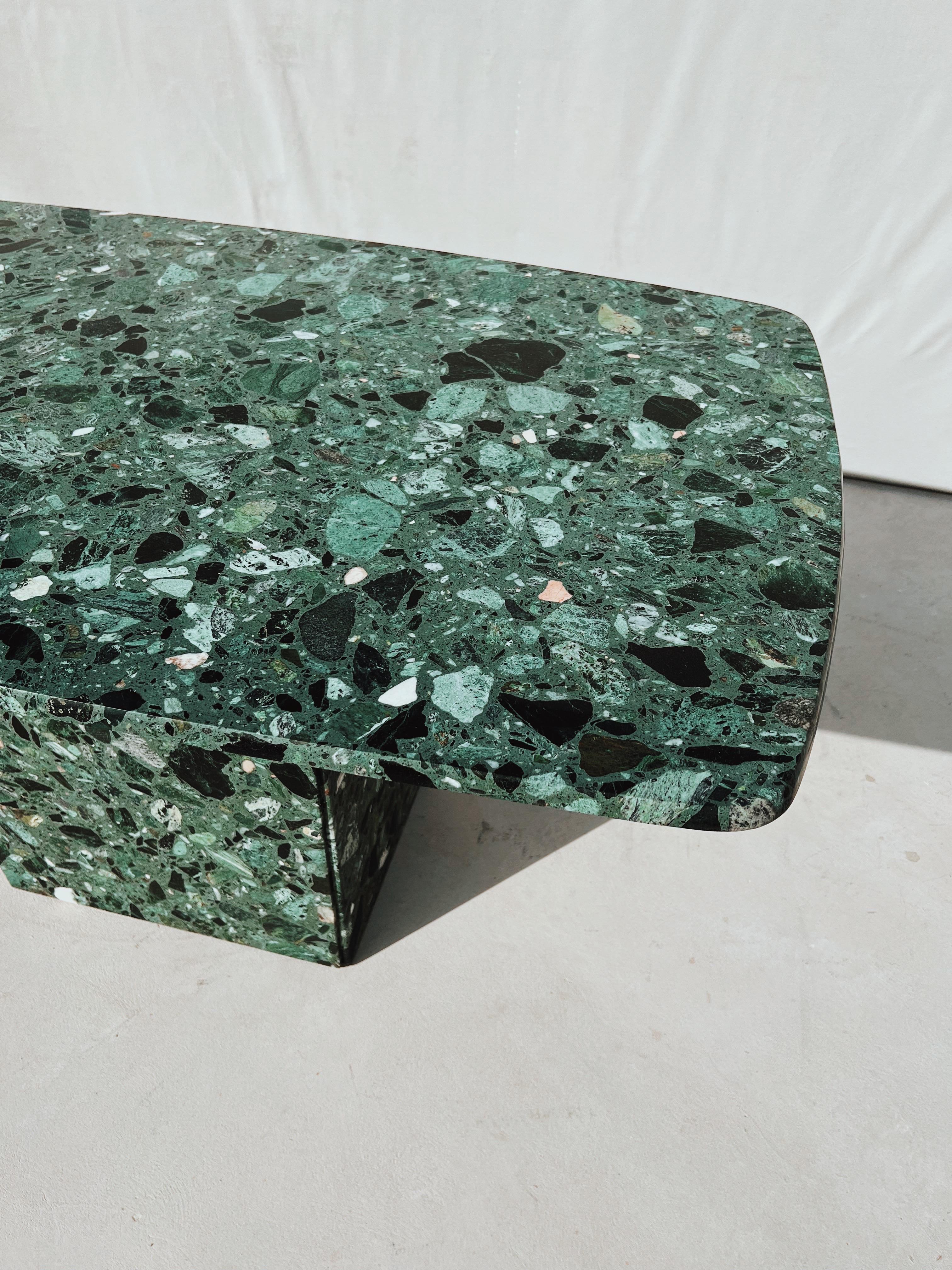 Modern Vintage Terrazzo Italia Green Marble Rectangular Dining Table