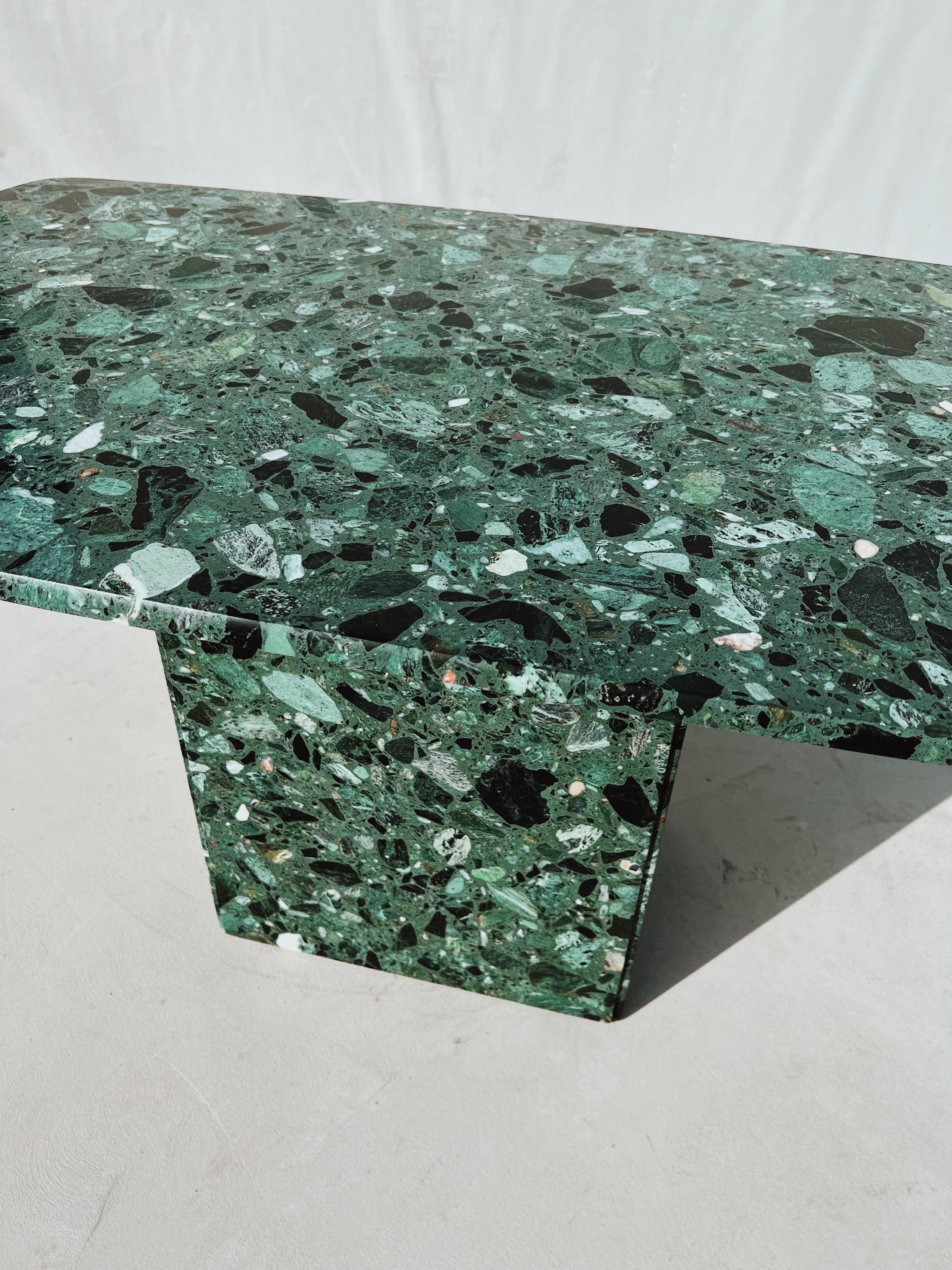 Italian Vintage Terrazzo Italia Green Marble Rectangular Dining Table