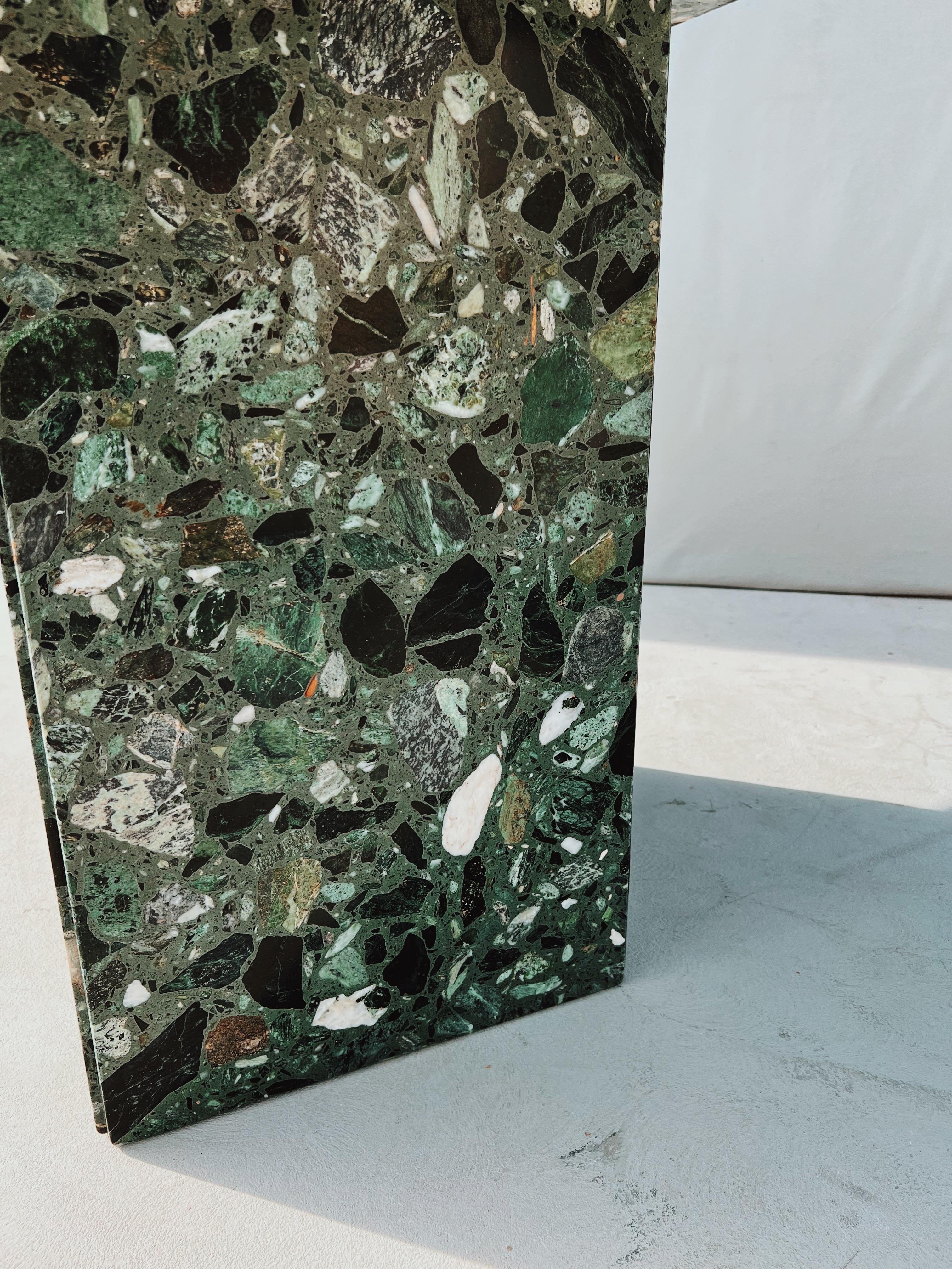 Vintage Terrazzo Italia Green Marble Rectangular Dining Table In Good Condition In Phoenix, AZ