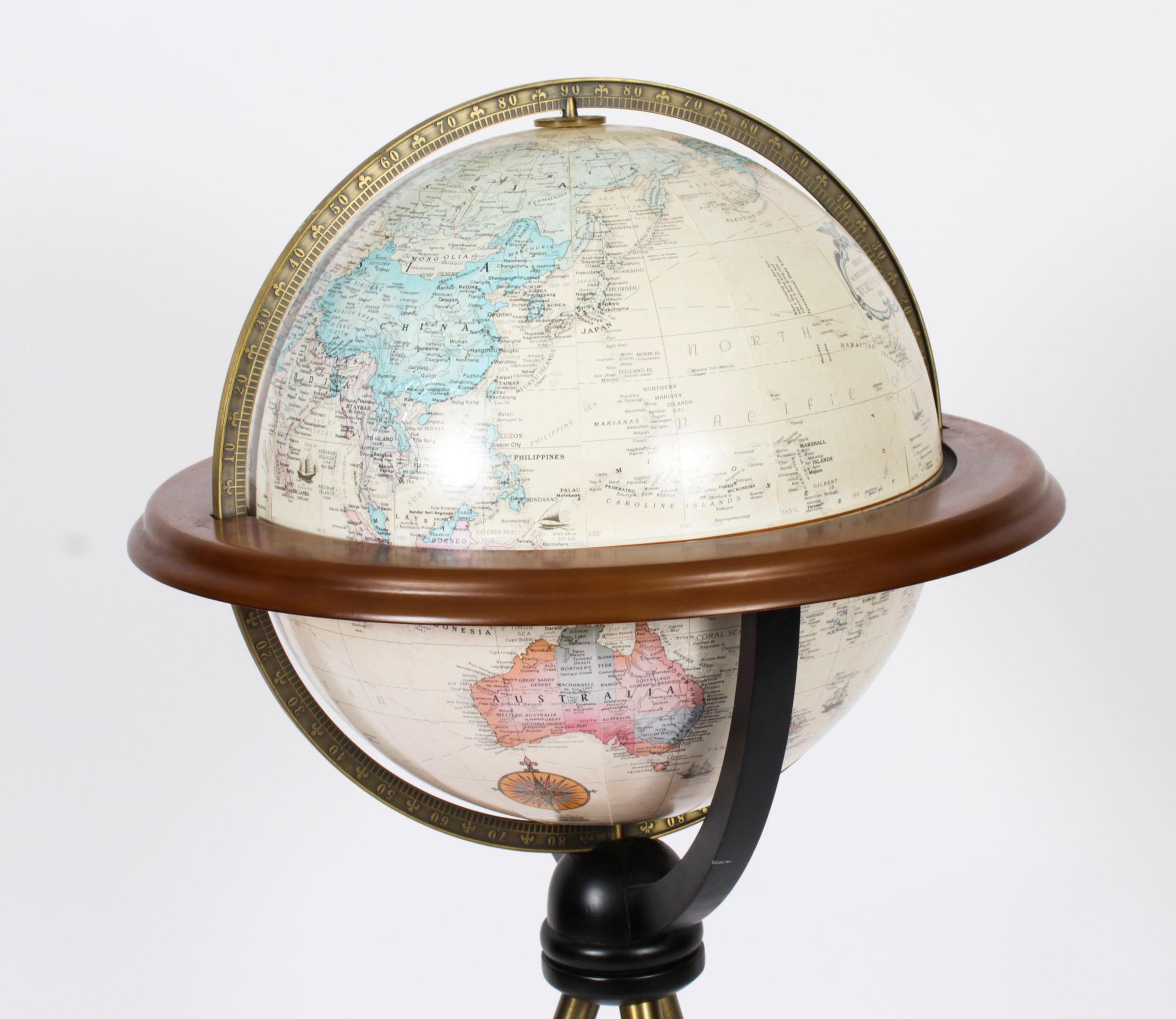 Other Vintage Terrestrial Library Globe on Stand 20th Century For Sale