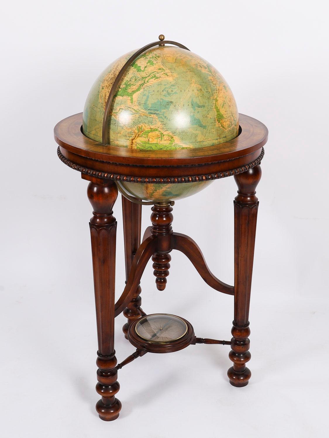Vintage Terrestrial Library Globe on Stand With Compass 20th Century For Sale 6