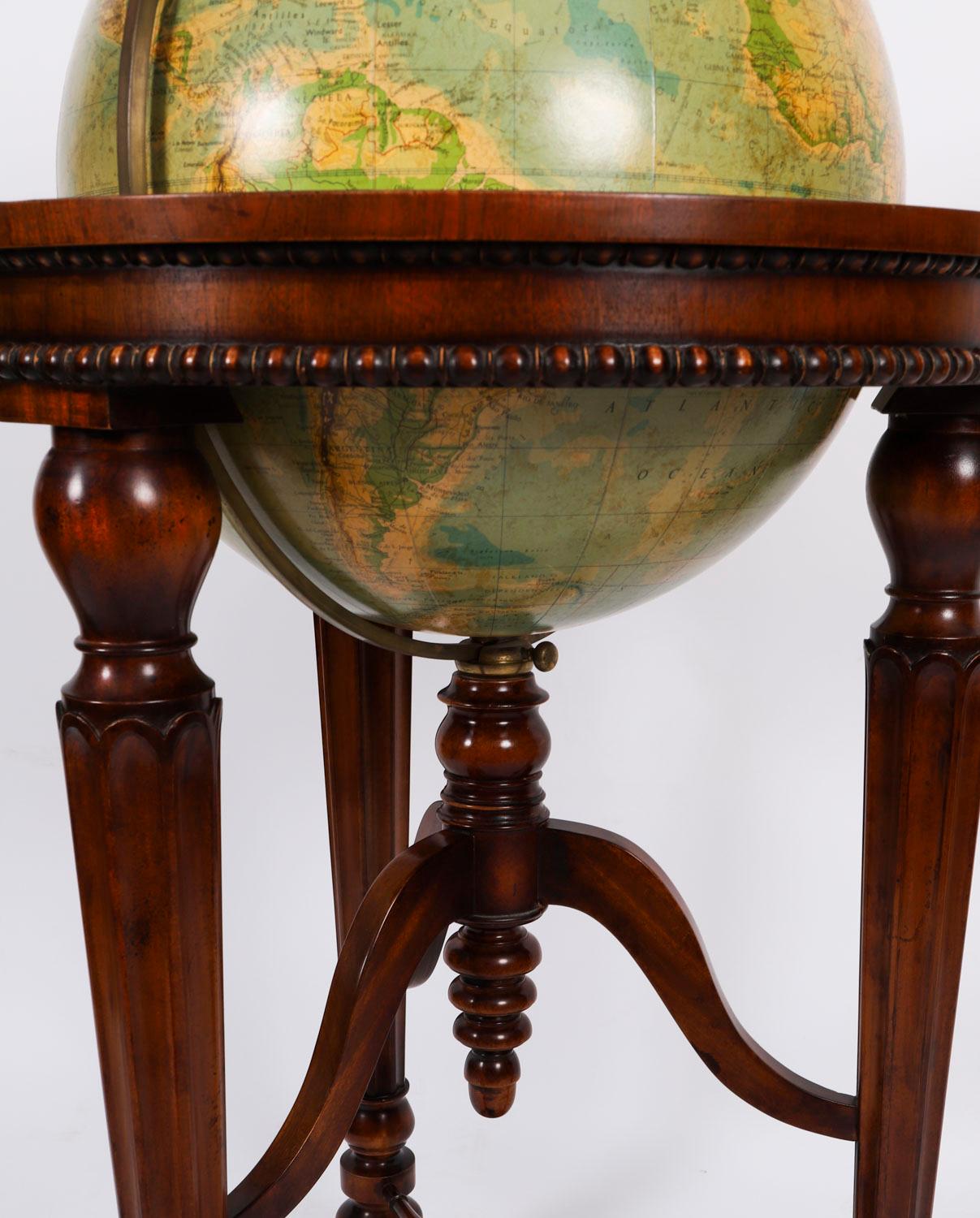 Vintage Terrestrial Library Globe on Stand With Compass 20th Century For Sale 12